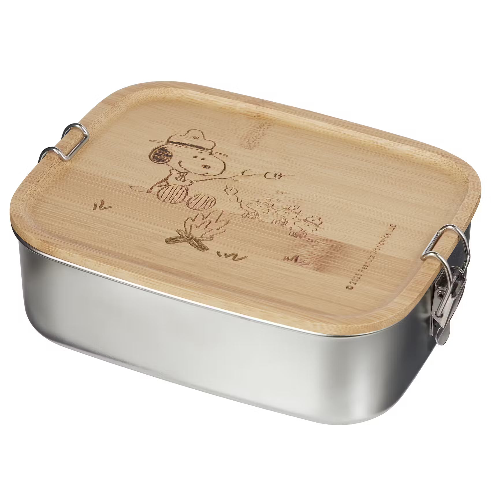 PEANUTS Lunchbox Lagerfeuer - Edelstahl / Bambus - Silber