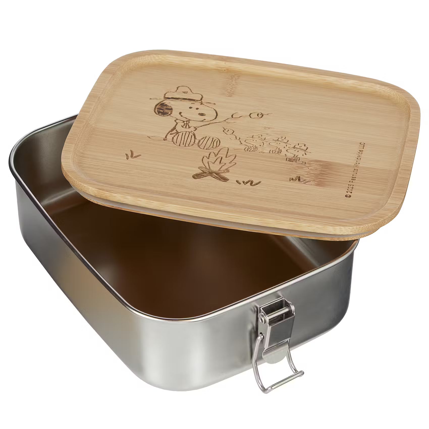 PEANUTS Lunchbox Lagerfeuer - Edelstahl / Bambus - Silber