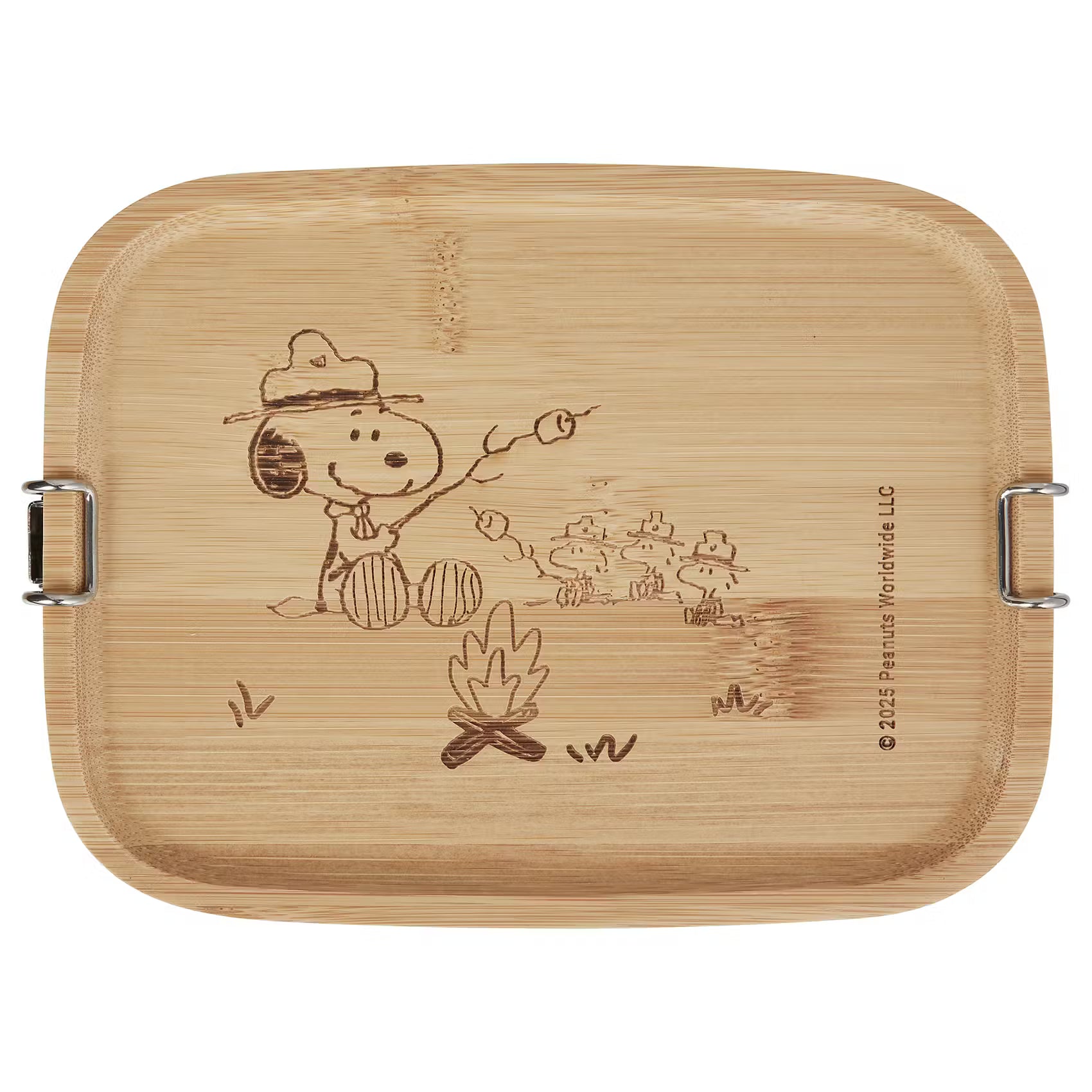 PEANUTS Lunchbox Lagerfeuer - Edelstahl / Bambus - Silber