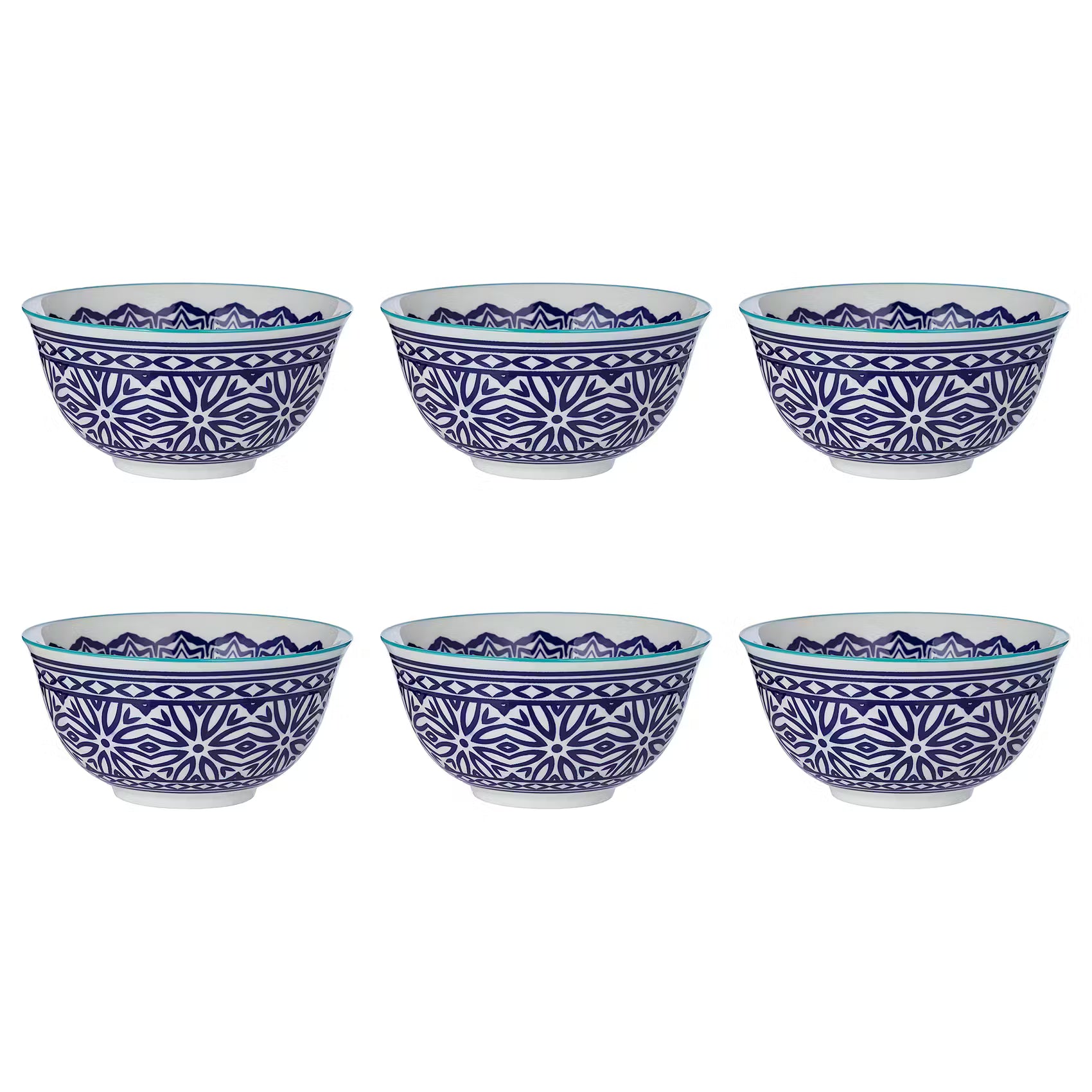 Schale ORNAMENTS 6er-Set - Porzellan - Blau