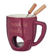CHOCOLATE FONDUE Tasse - Porzellan /  Edelstahl - Bordeaux