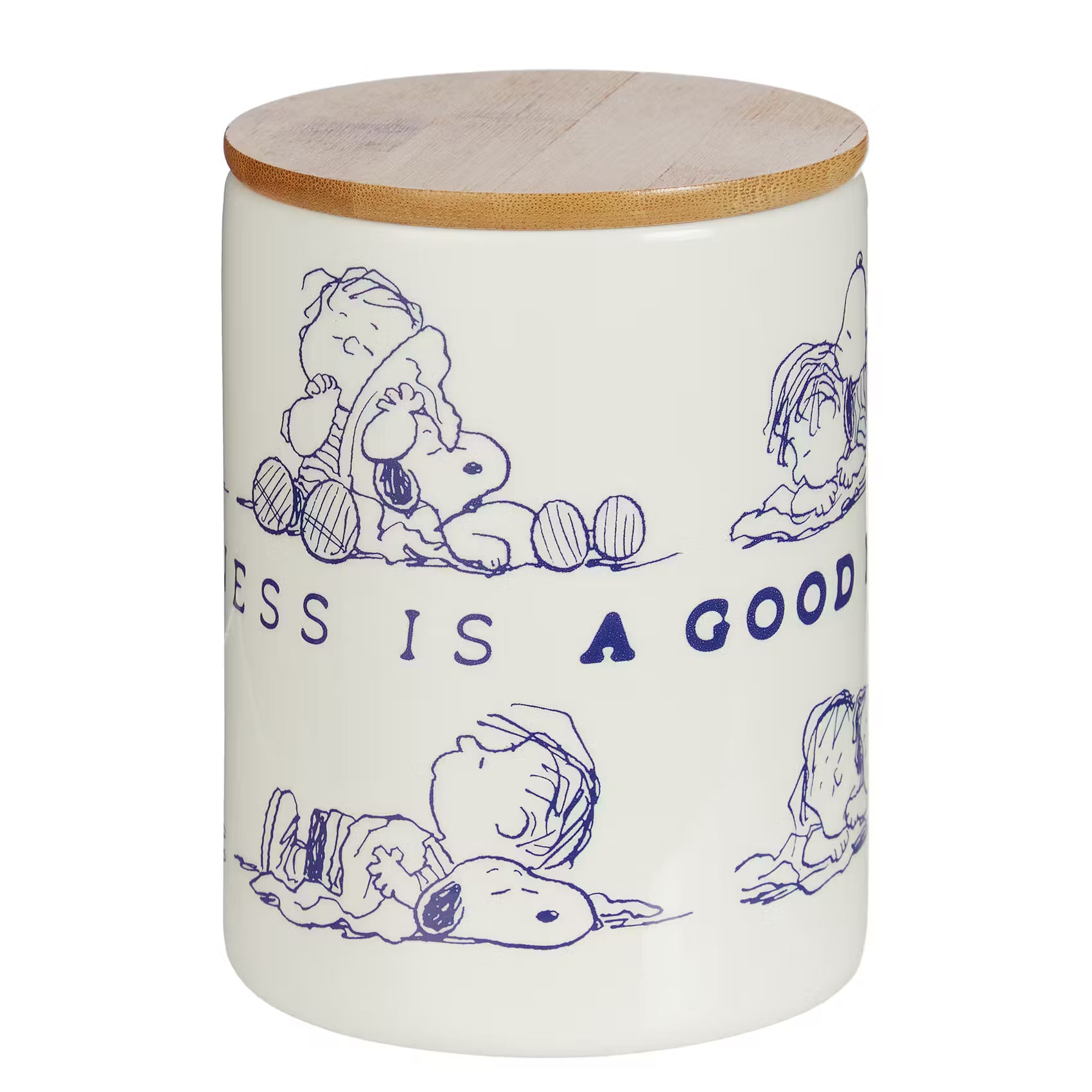 PEANUTS Aufbewahrungsdose - Porzellan / Bambus / Silikon - Weiß - Höhe: 14 cm