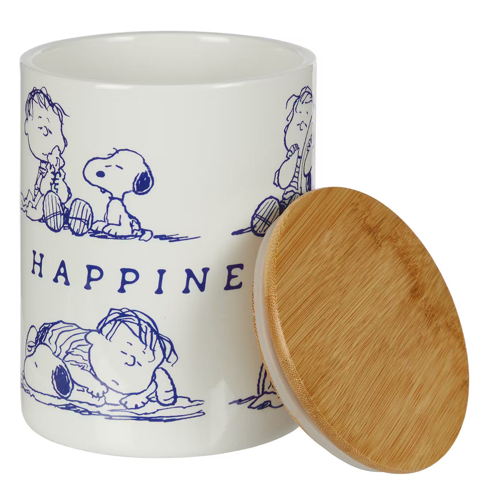 PEANUTS Aufbewahrungsdose - Porzellan / Bambus / Silikon - Weiß - Höhe: 16 cm