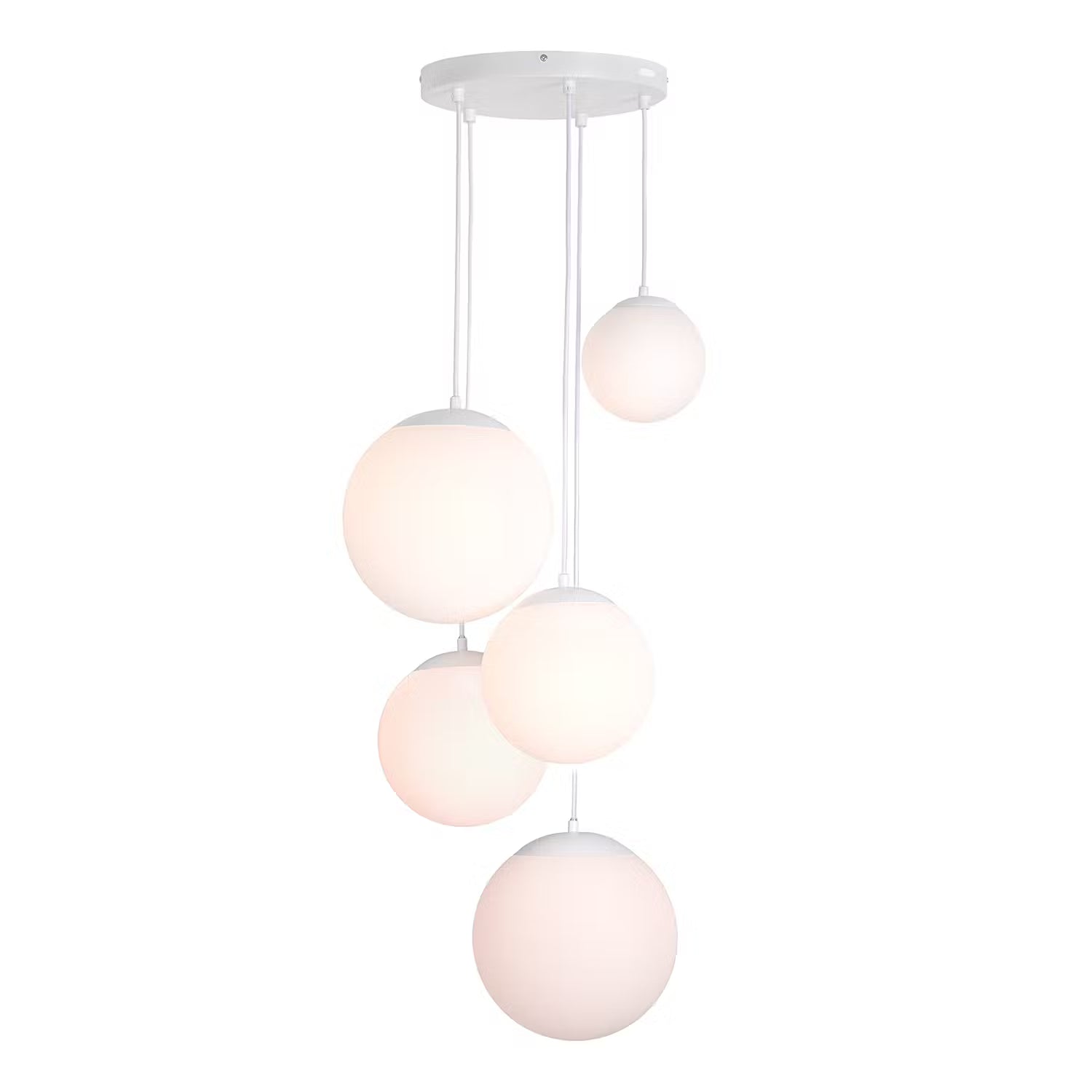 VETLE Pendelleuchte - Milchglas / Eisen - 5-flammig