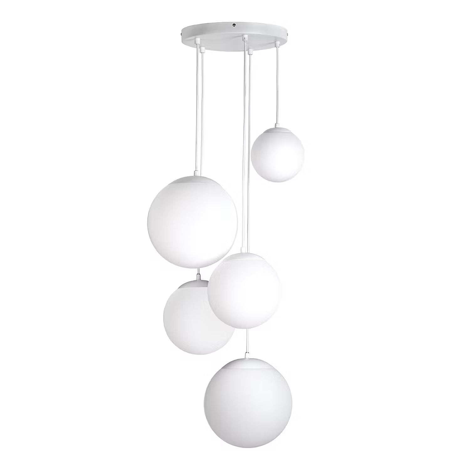 VETLE Pendelleuchte - Milchglas / Eisen - 5-flammig
