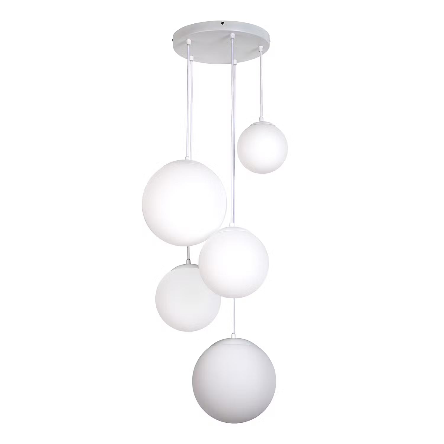 VETLE Pendelleuchte - Milchglas / Eisen - 5-flammig