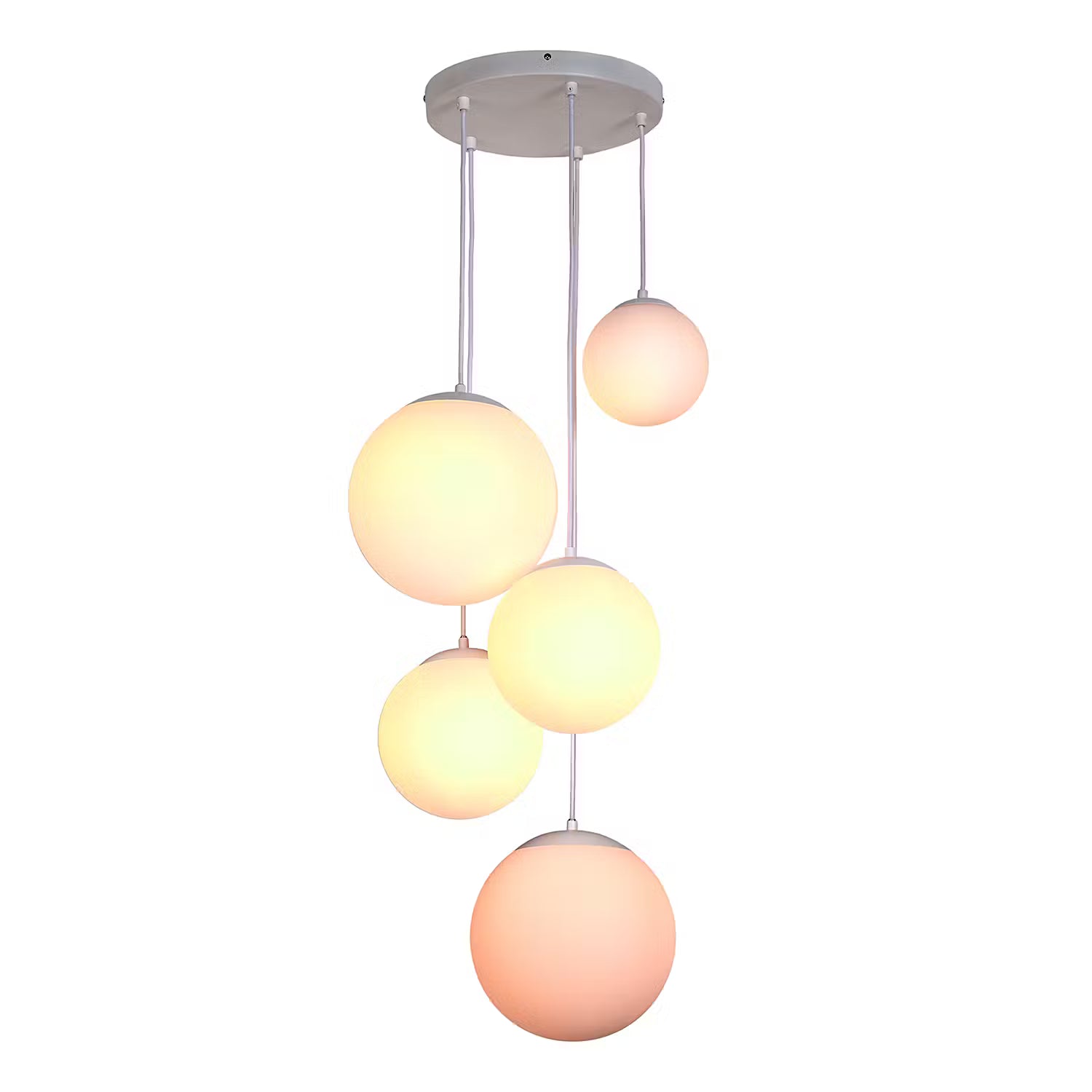 VETLE Pendelleuchte - Milchglas / Eisen - 5-flammig
