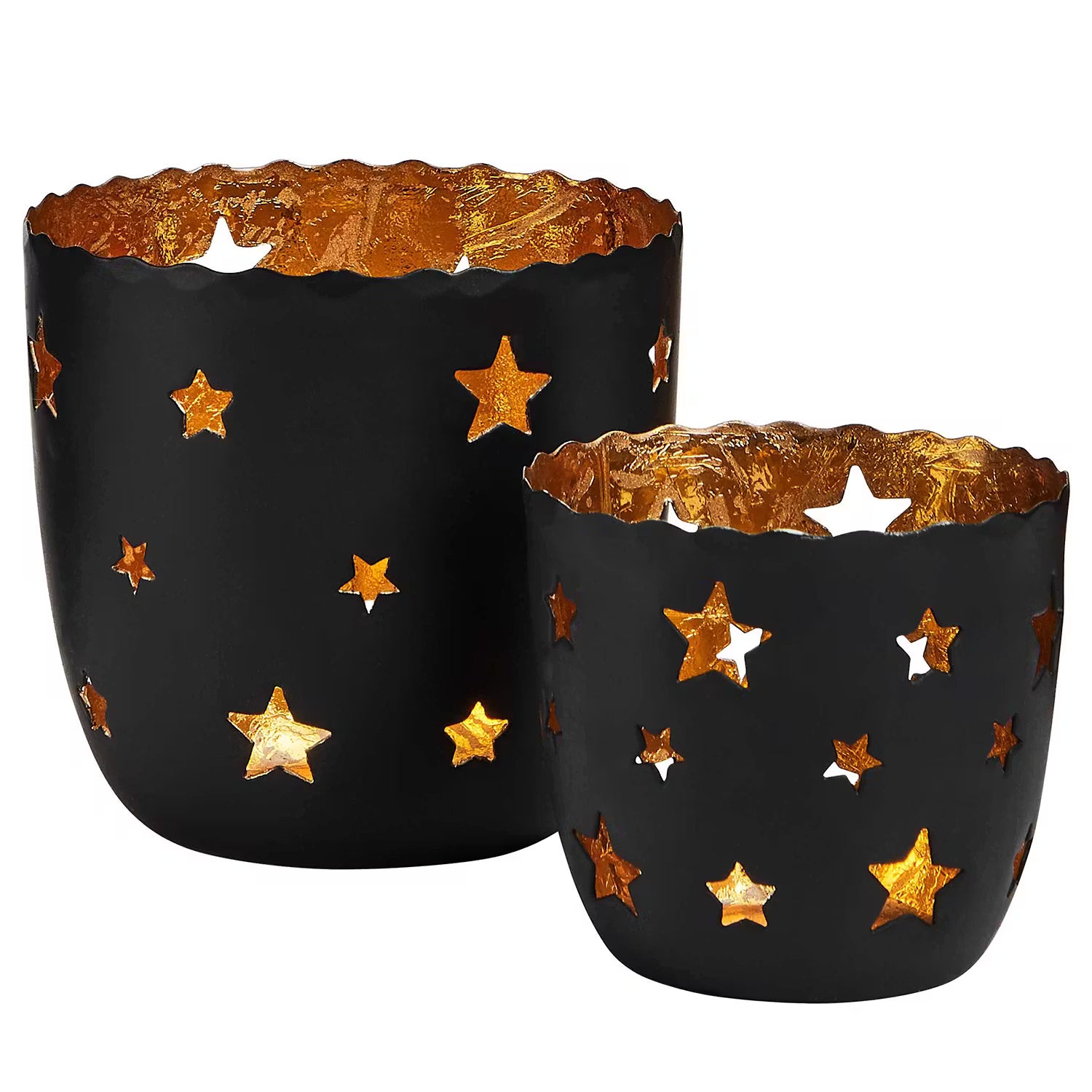 DELIGHT Teelichthalter Sterne 4er-Set - Eisen - Schwarz
