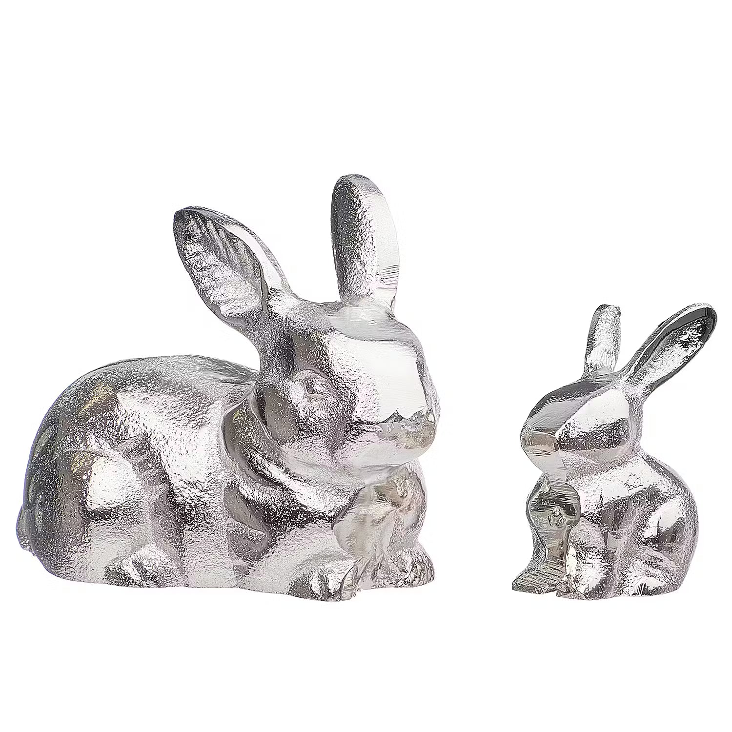 Mini Deko-Hase EASTER 12er-Set - Aluminium - Silber