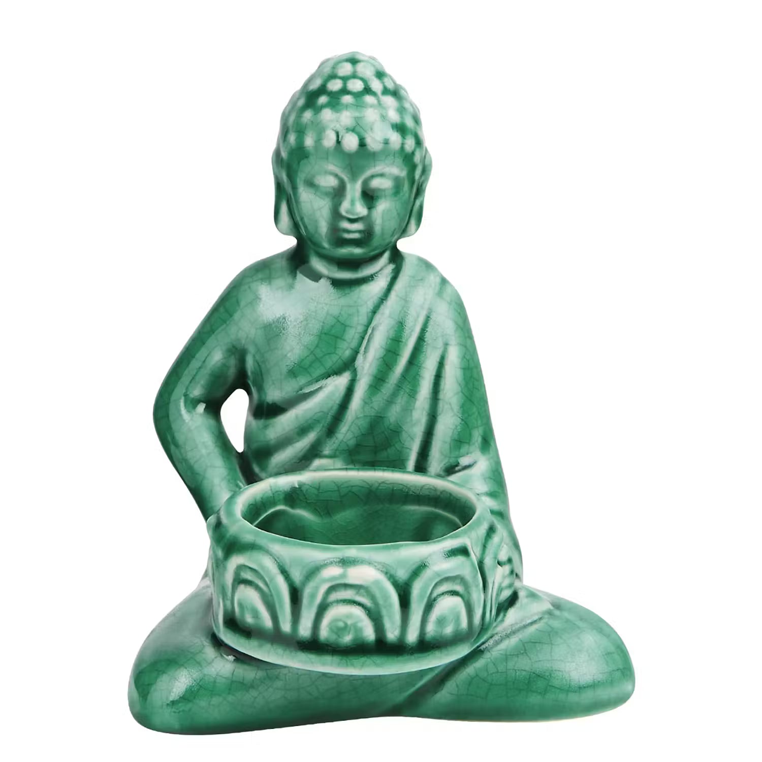 BUDDHA Deko-Statue 2er-Set - Dolomit - Grün