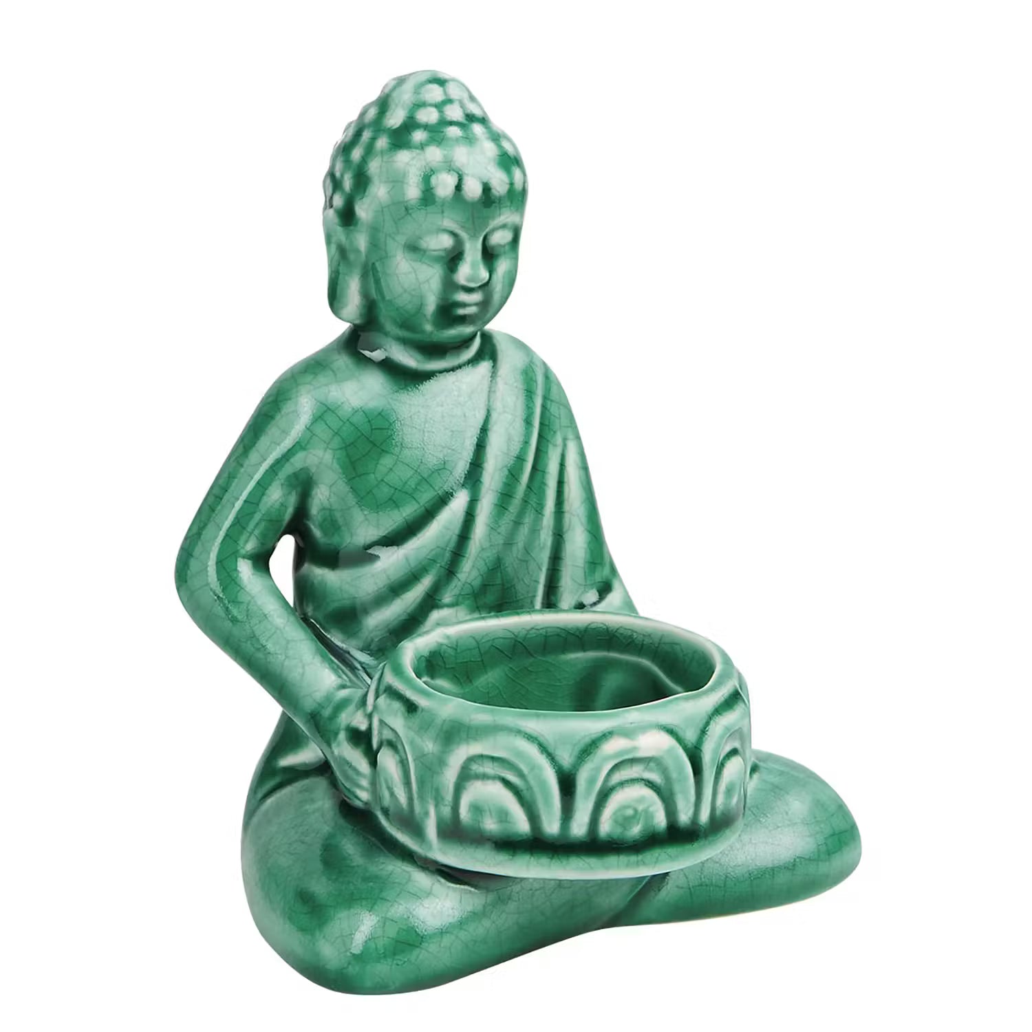 BUDDHA Deko-Statue 2er-Set - Dolomit - Grün