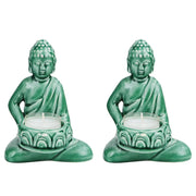 BUDDHA Deko-Statue 2er-Set - Dolomit - Grün