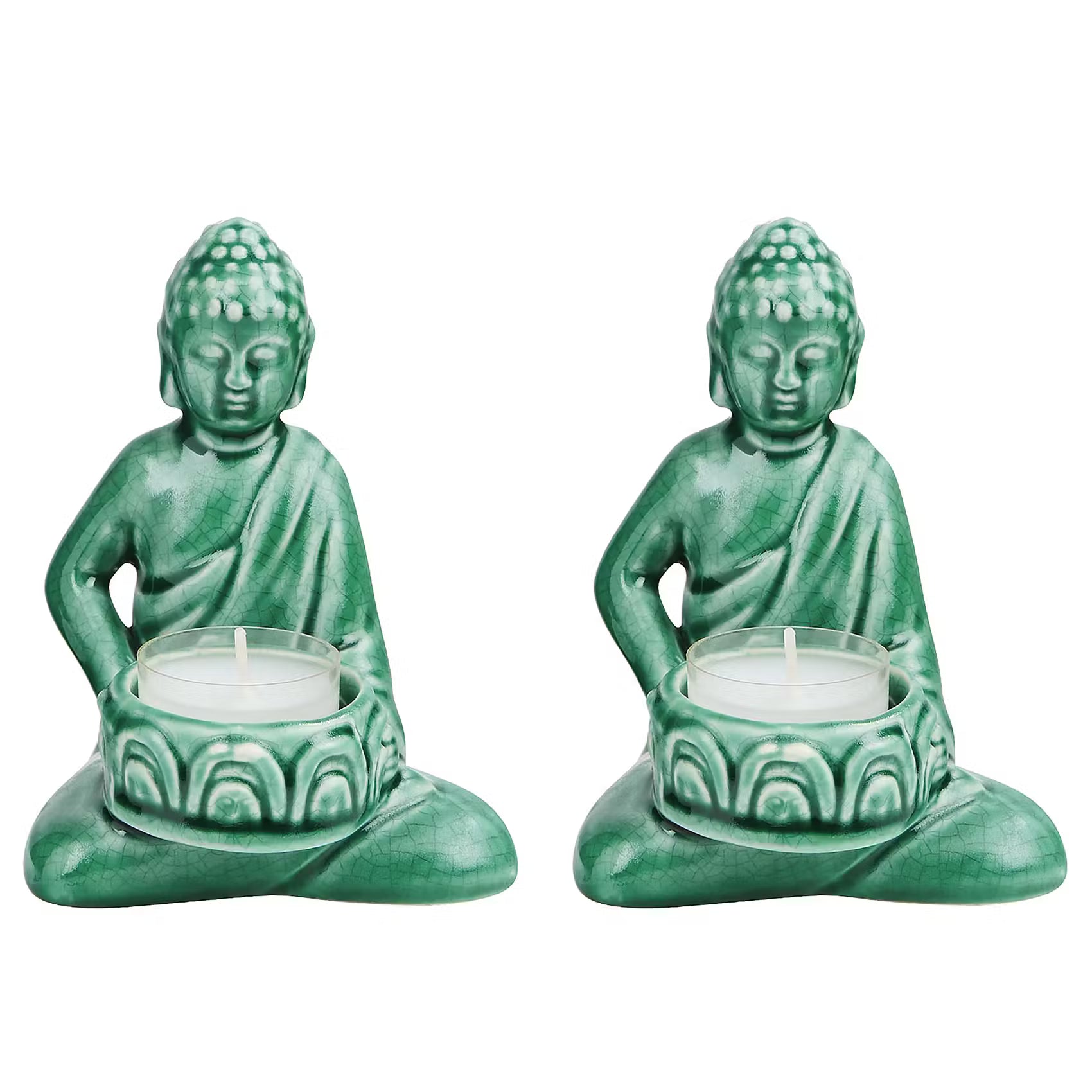 BUDDHA Deko-Statue 2er-Set - Dolomit - Grün