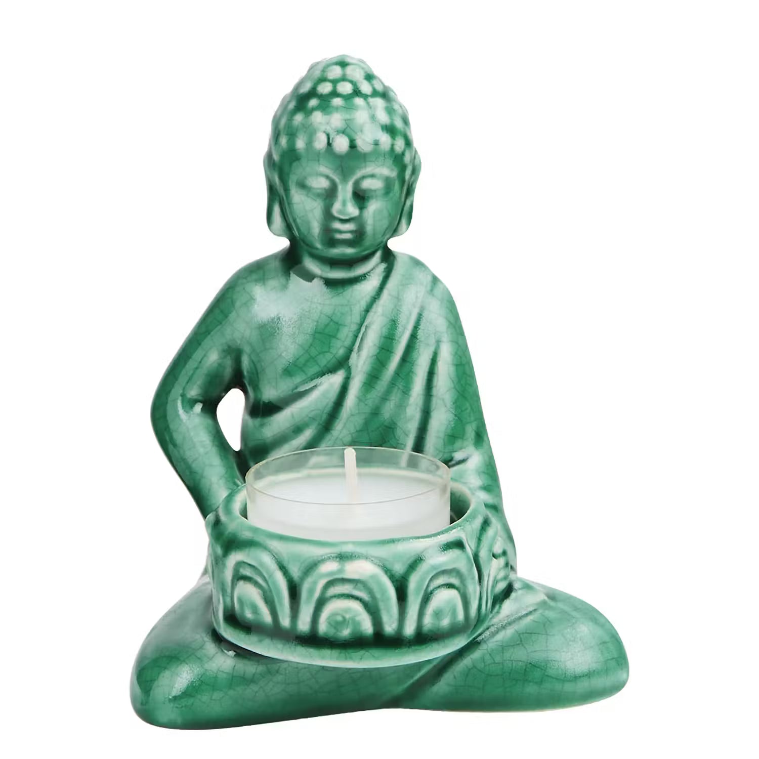 BUDDHA Deko-Statue 2er-Set - Dolomit - Grün