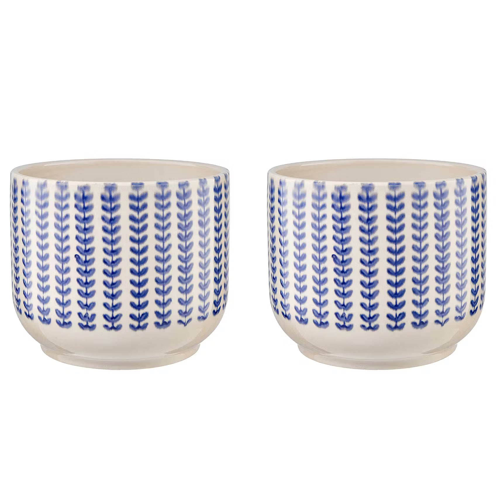 DELFT Blumentopf 2er-Set - Steinzeug - Weiß / Blau