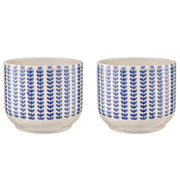 DELFT Blumentopf 2er-Set - Steinzeug - Weiß / Blau