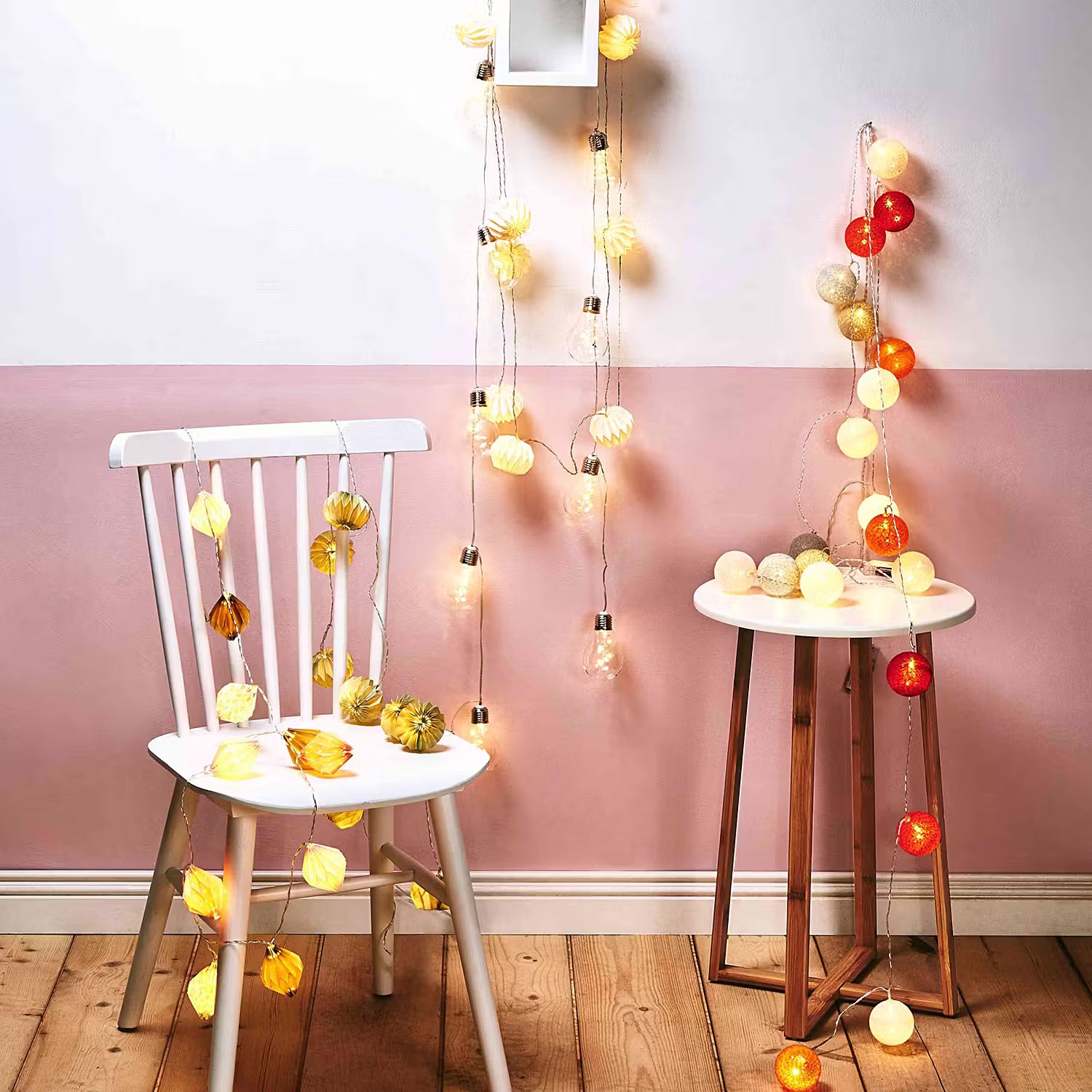 LES BELLES Lichterkette 6er-Set - PVC / Baumwolle