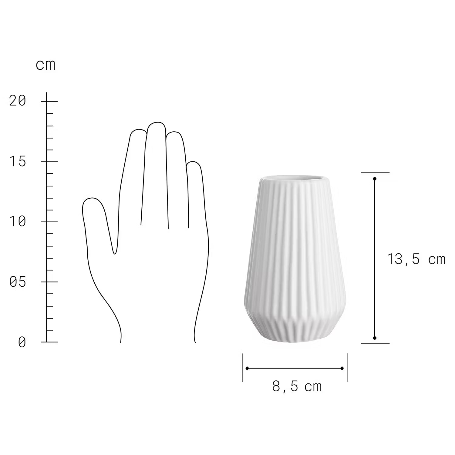 RIFFLE Vase 6er-Set - Steinzeug