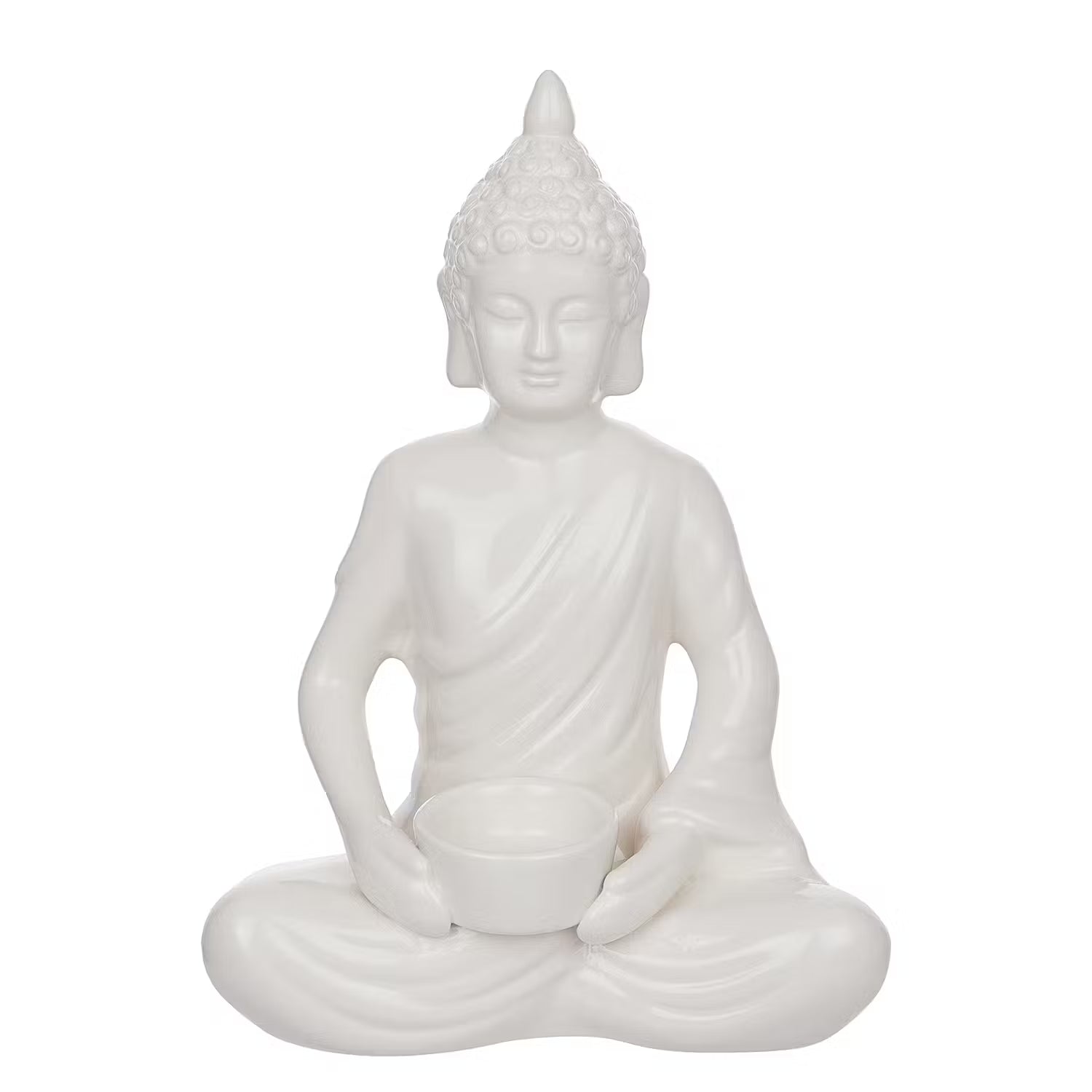 BUDDHA Deko-Statue 4er-Set - Dolomit - Weiß