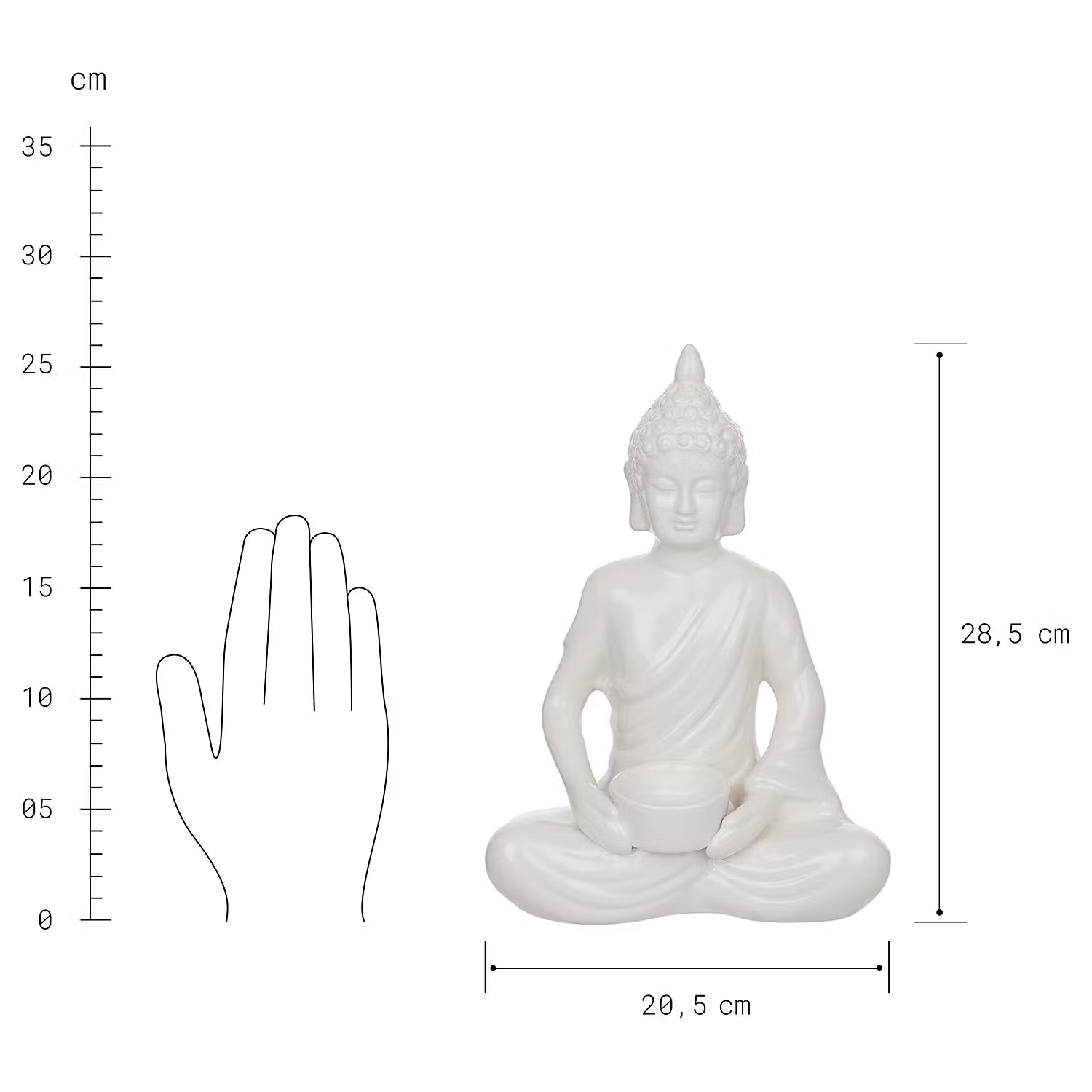 BUDDHA Deko-Statue 4er-Set - Dolomit - Weiß