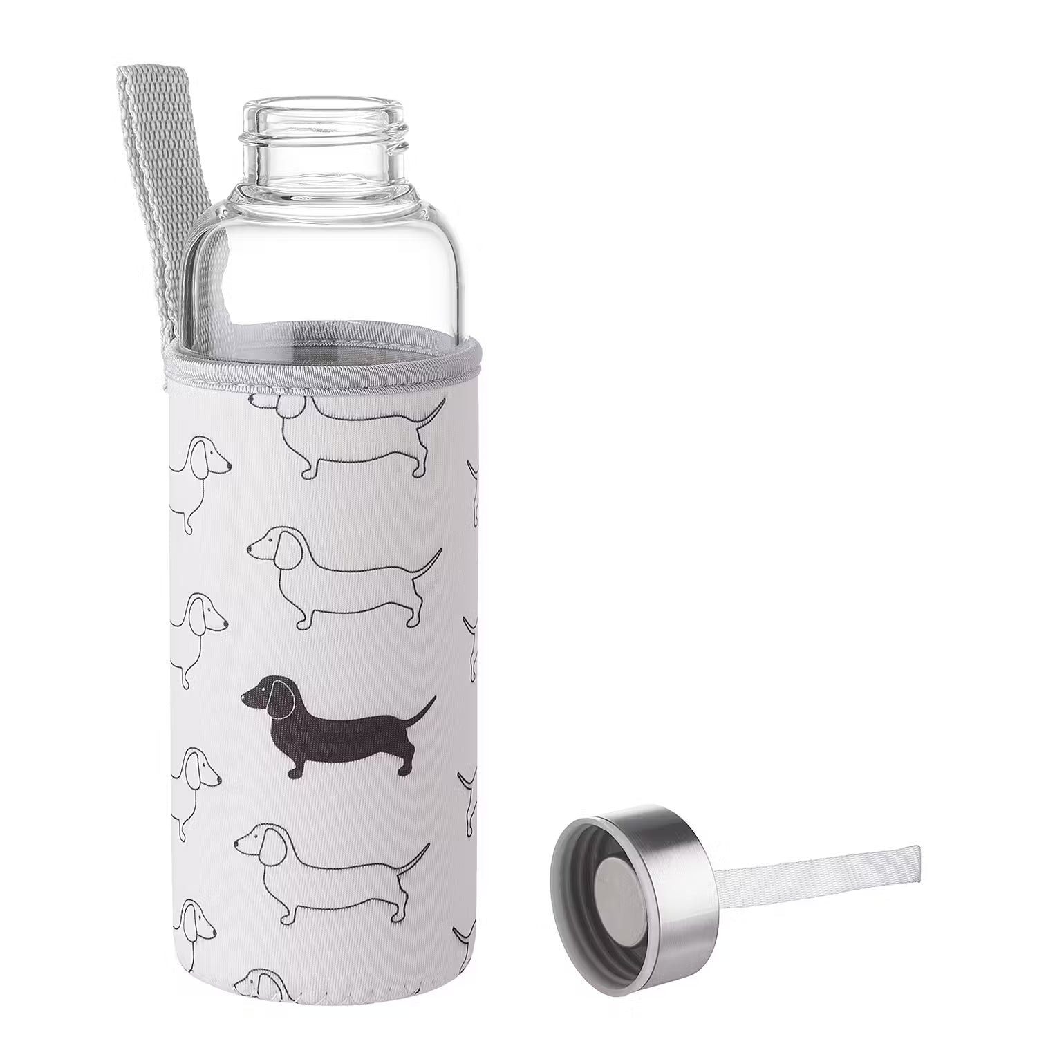 SMOOTHIE Trinkflasche 12er-Set - Borosilikatglas / Chloropren-Kautschuk - Beige