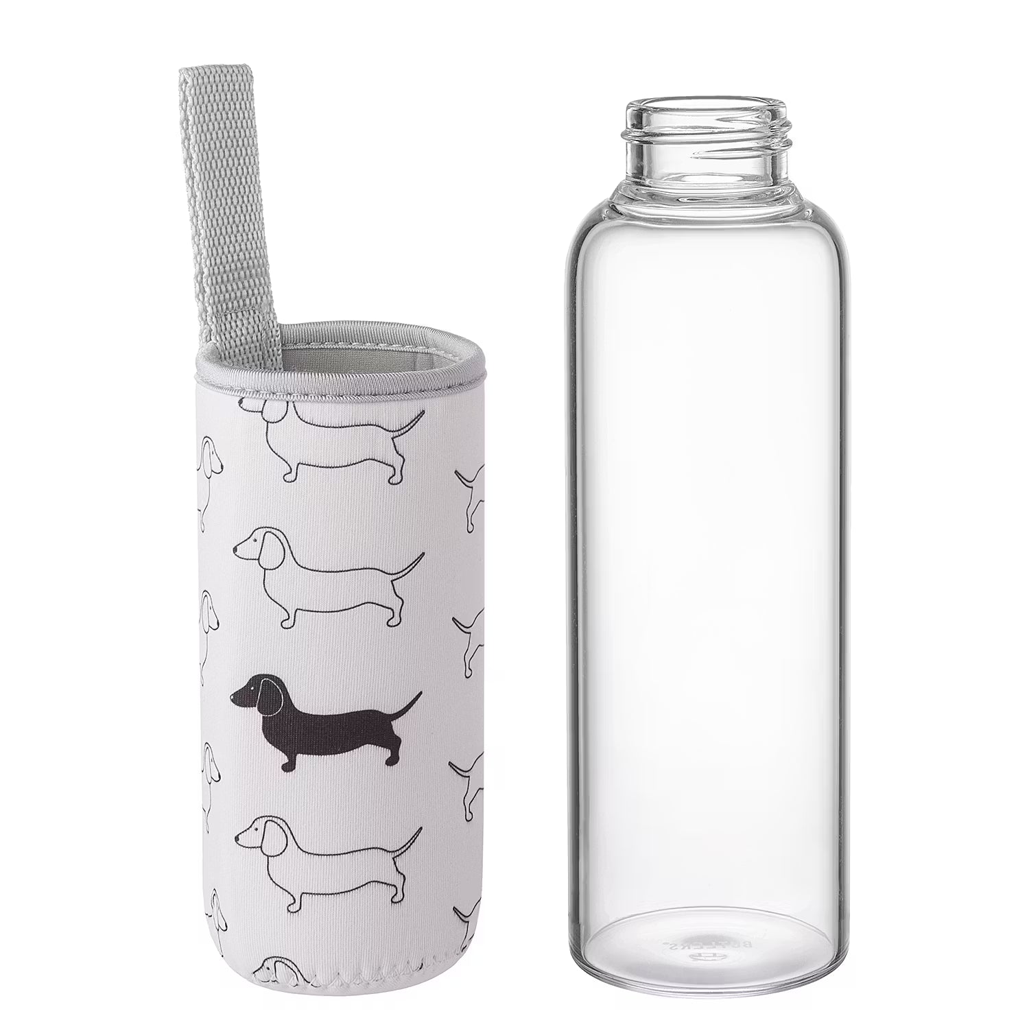 SMOOTHIE Trinkflasche 12er-Set - Borosilikatglas / Chloropren-Kautschuk - Beige
