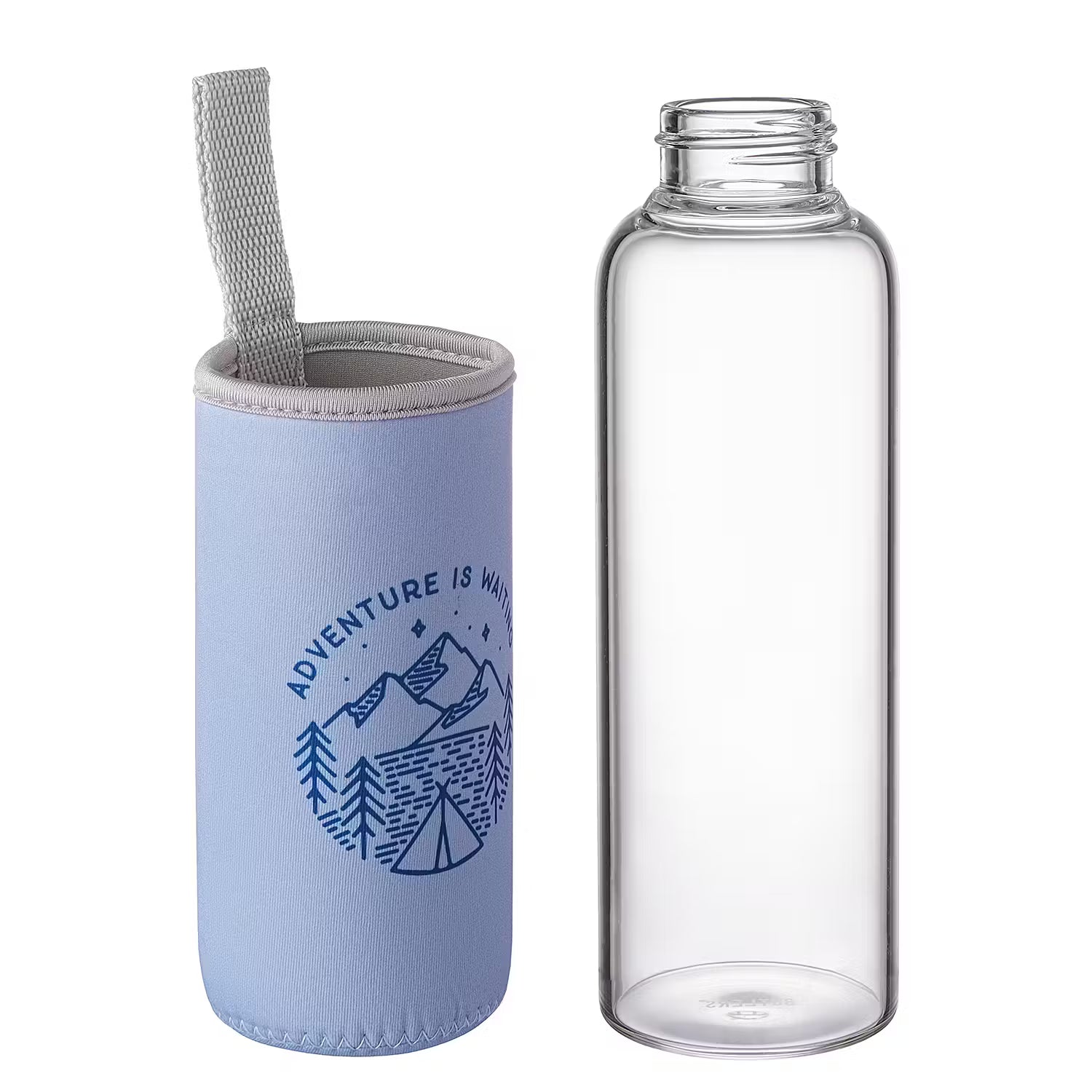 SMOOTHIE Trinkflasche 12er-Set - Borosilikatglas / Chloropren-Kautschuk - Blau