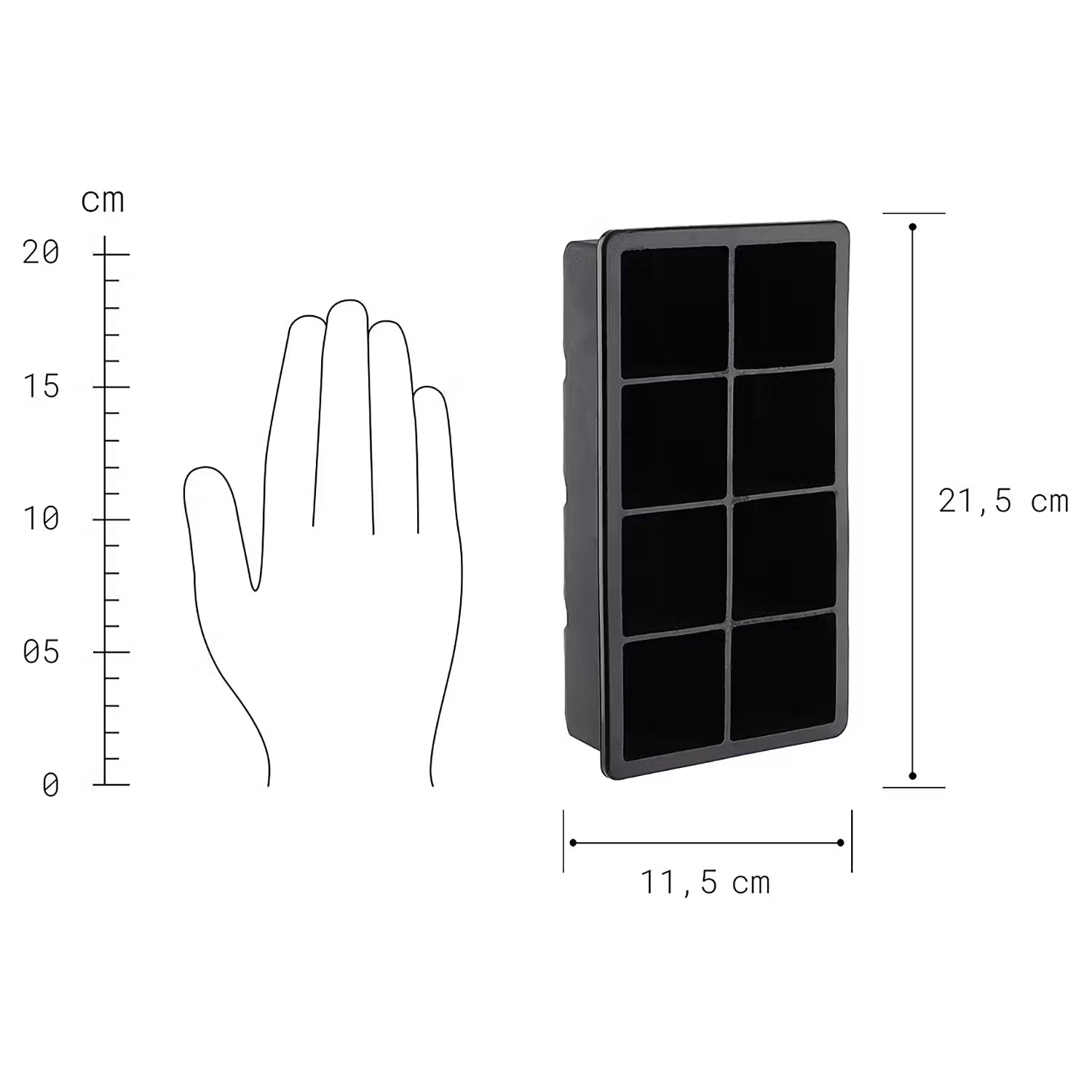 COOL DOWN XXL Eiswürfelform 6er-Set - Silikon - Schwarz