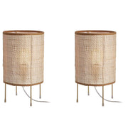 STILO Tischlampe 2er-Set - Rattan / Eisen - 1-flammig