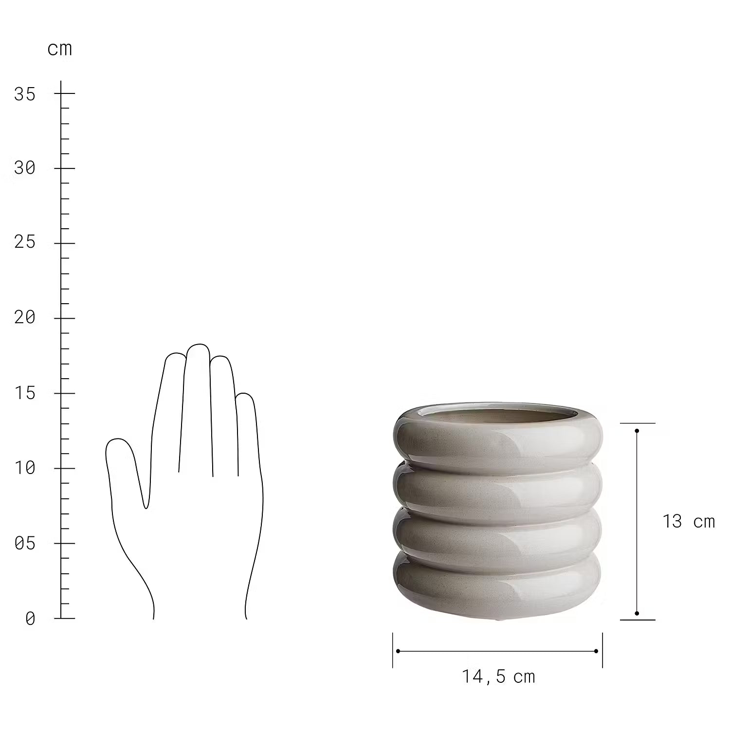 HOOP Blumentopf 4er-Set - Steingut - Grau