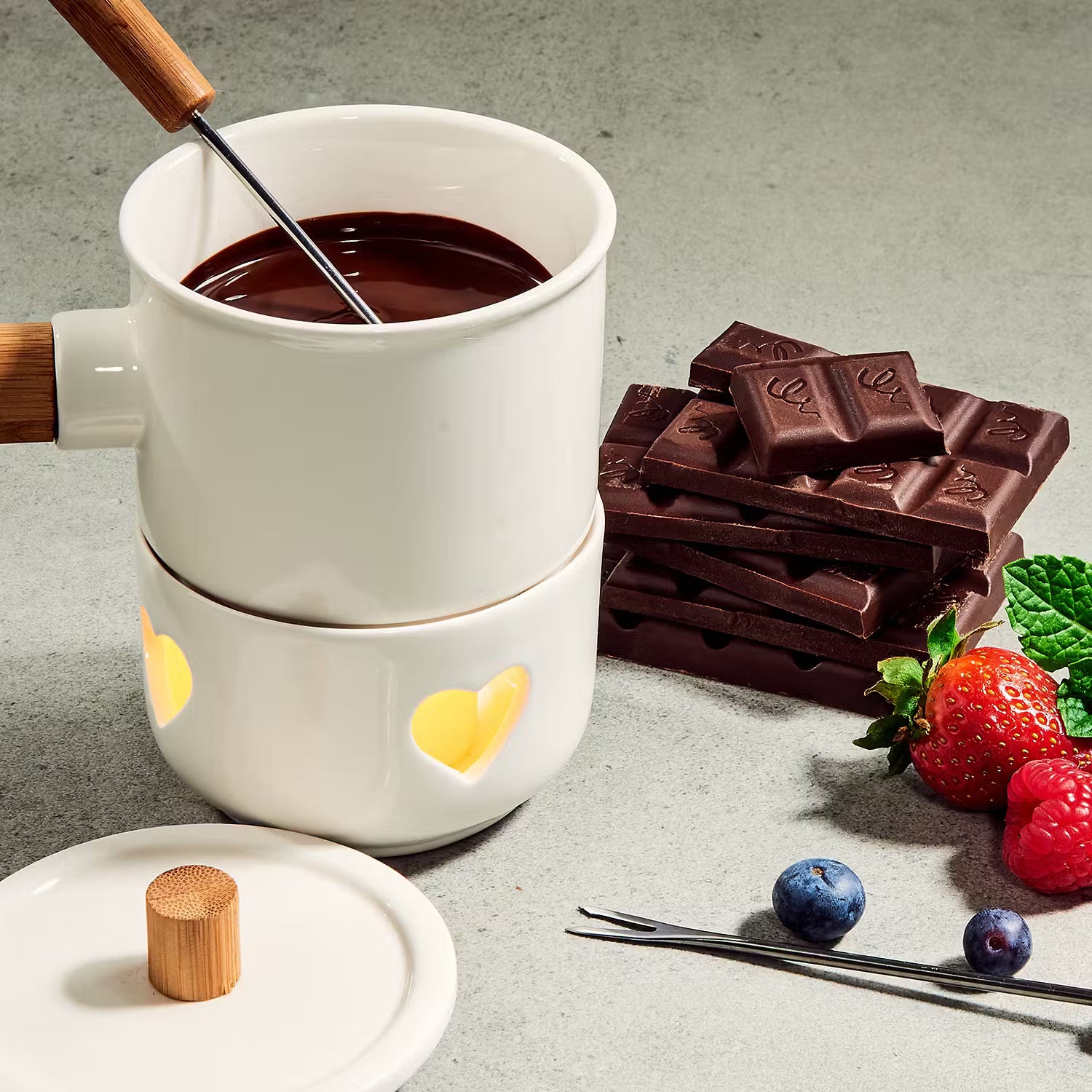 HOT CHOC Mini-Schokofondue Herz 4er-Set
