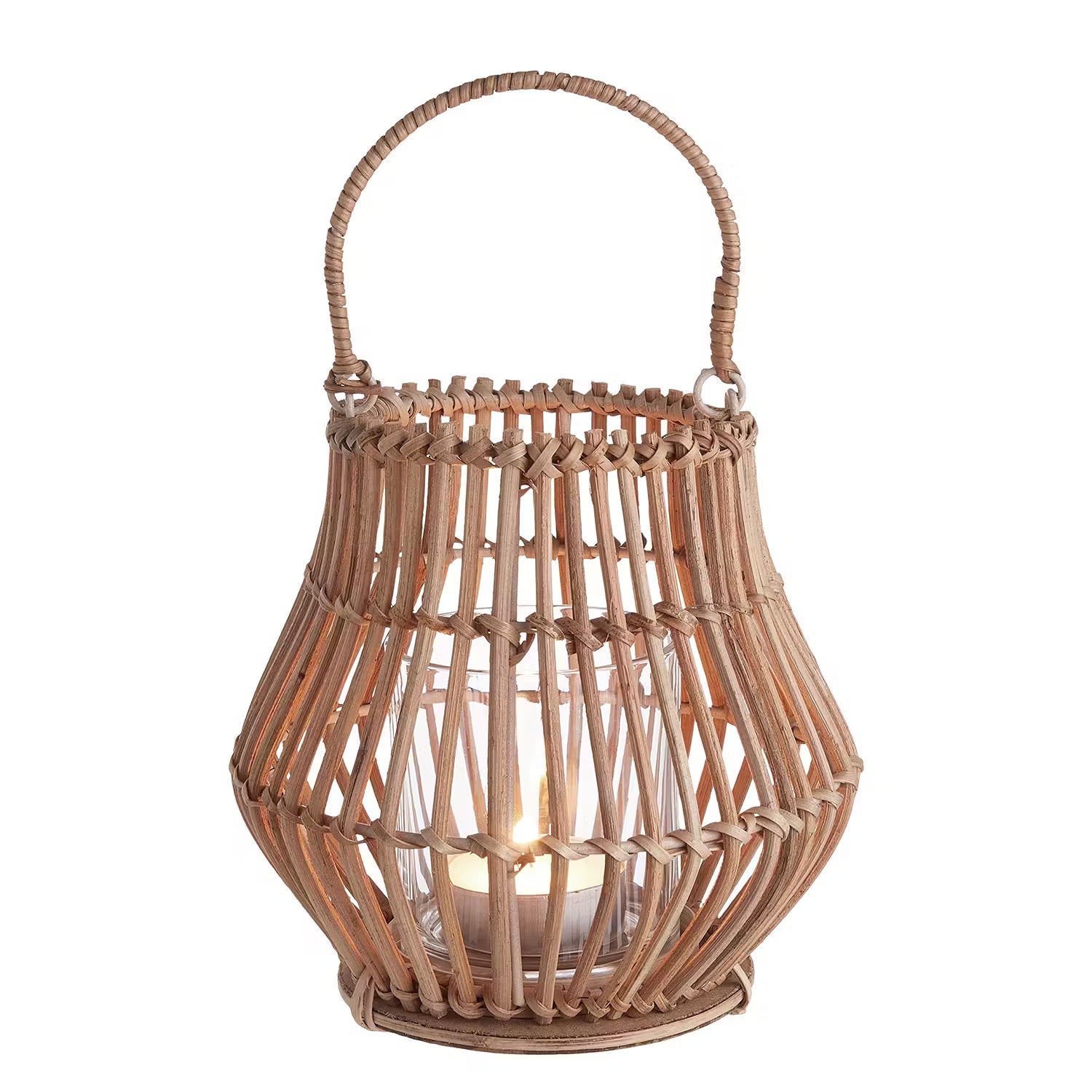 BALI Laterne 4er-Set - Rattan / Glas - Natur