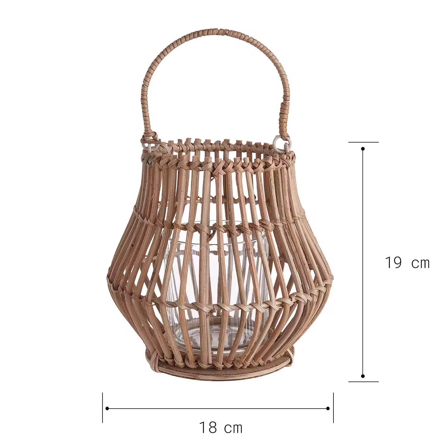 BALI Laterne 4er-Set - Rattan / Glas - Natur