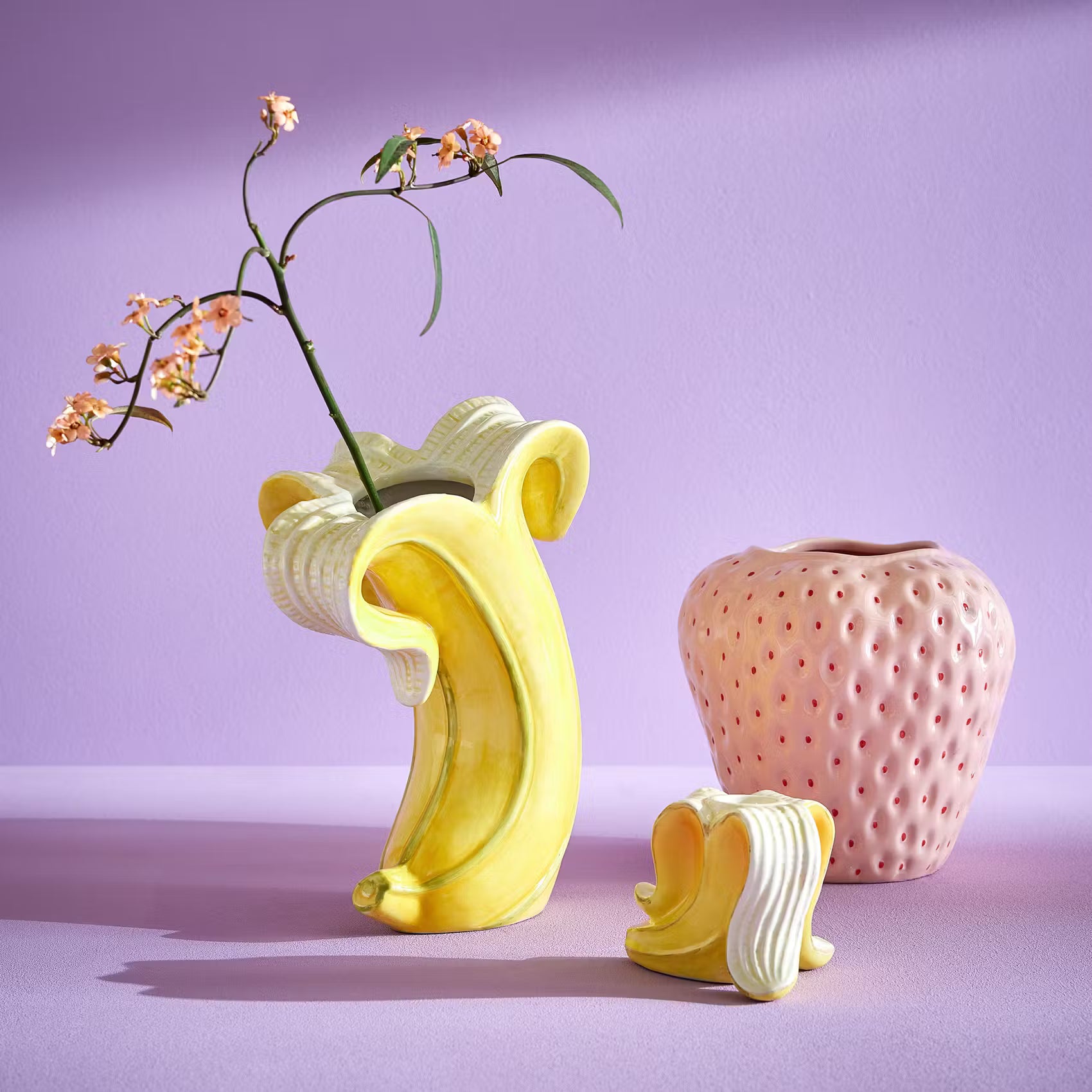 BANANA Vase 4er-Set - Dolomit - Gelb