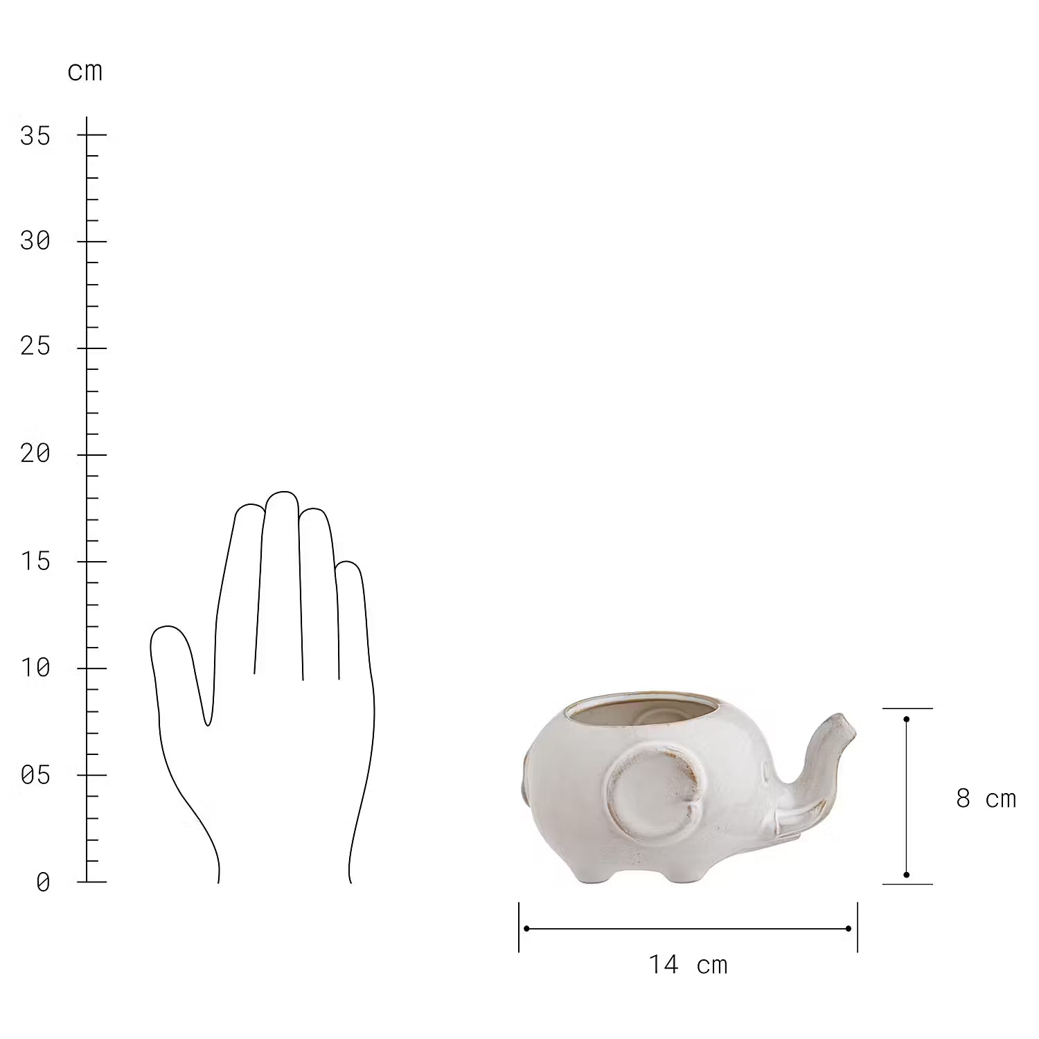 JUNGLE Elefant Blumenübertopf 2er-Set - Steinzeug - Beige