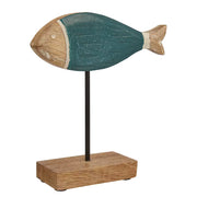 SEASIDE Deko-Fisch 6er-Set - Mangoholz - Türkis