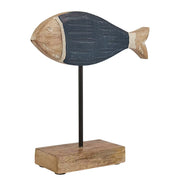 SEASIDE Deko-Fisch 6er-Set - Mangoholz - Blau
