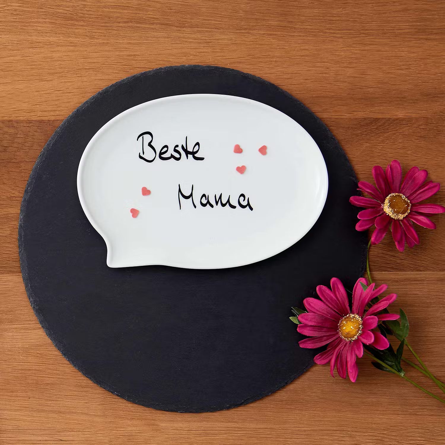 PLATEAU Schieferplatte 4er-Set - Schiefer - Schwarz