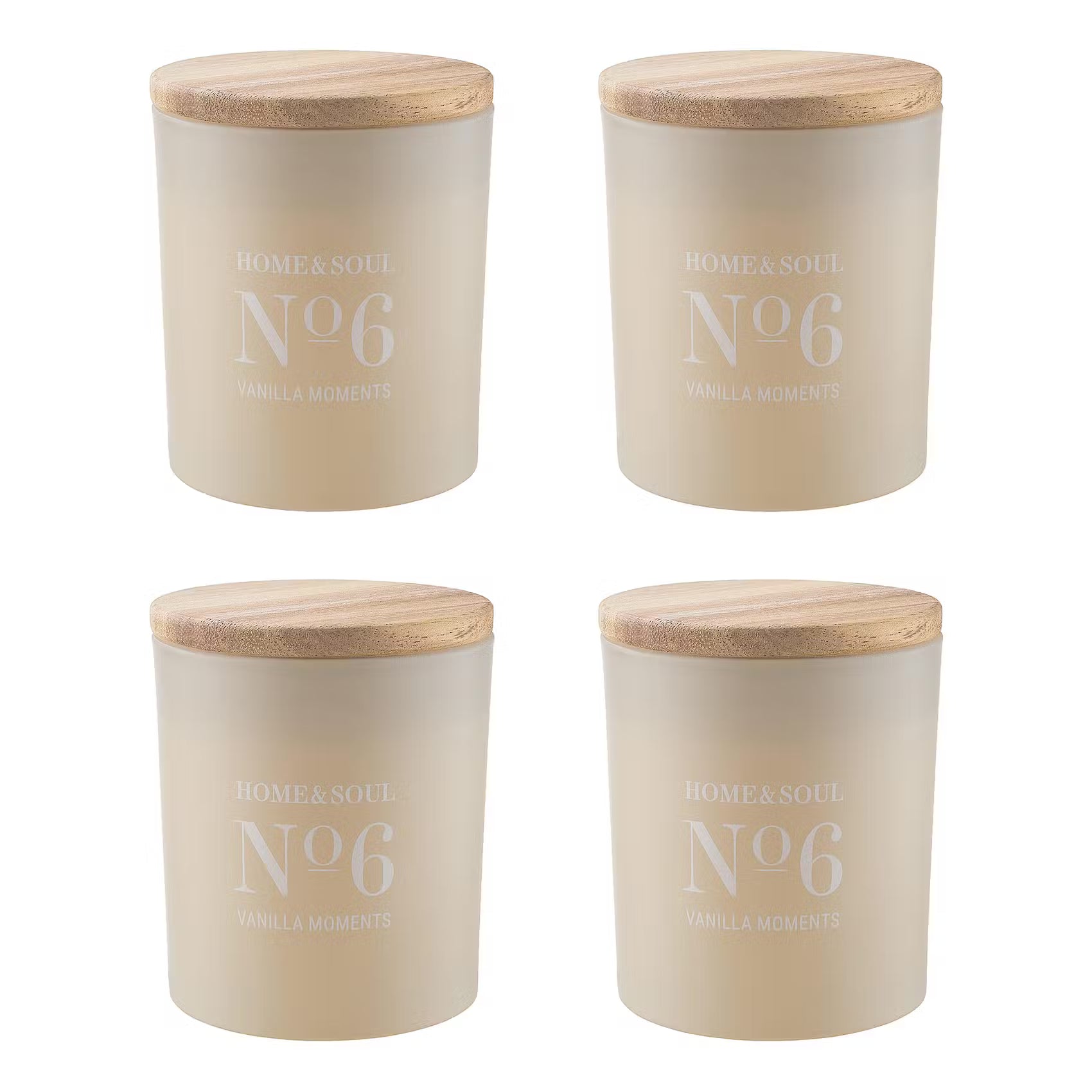 HOME & SOUL Duftkerze 4er-Set - Pinienholz / Sojawachs / Paraffin / Glas - Creme