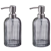 TOCIA Seifenspender 2er-Set - Glas / Edelstahl - Anthrazit