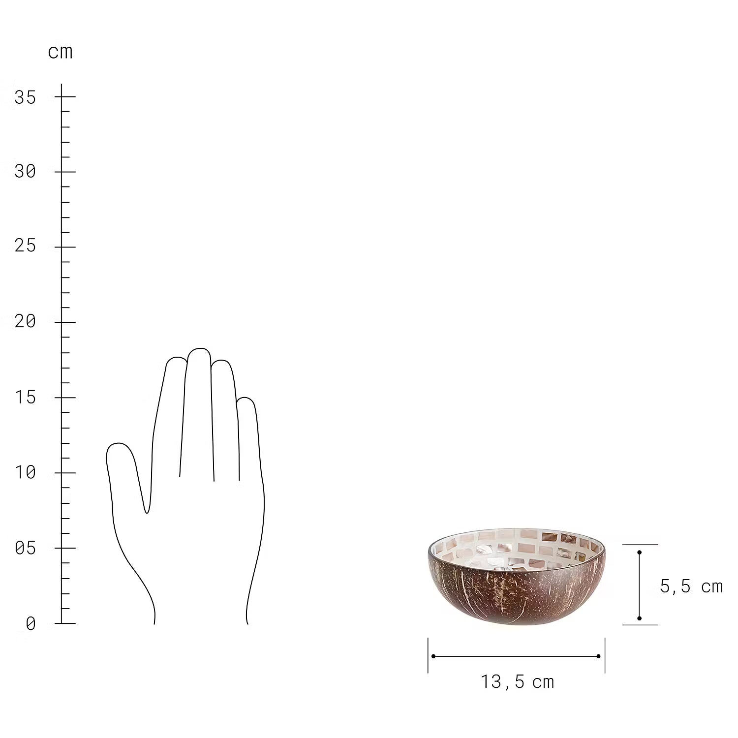 COCONUT Kokosnussschale 6er-Set - Kokos / Perlmutt - Braun / Weiß