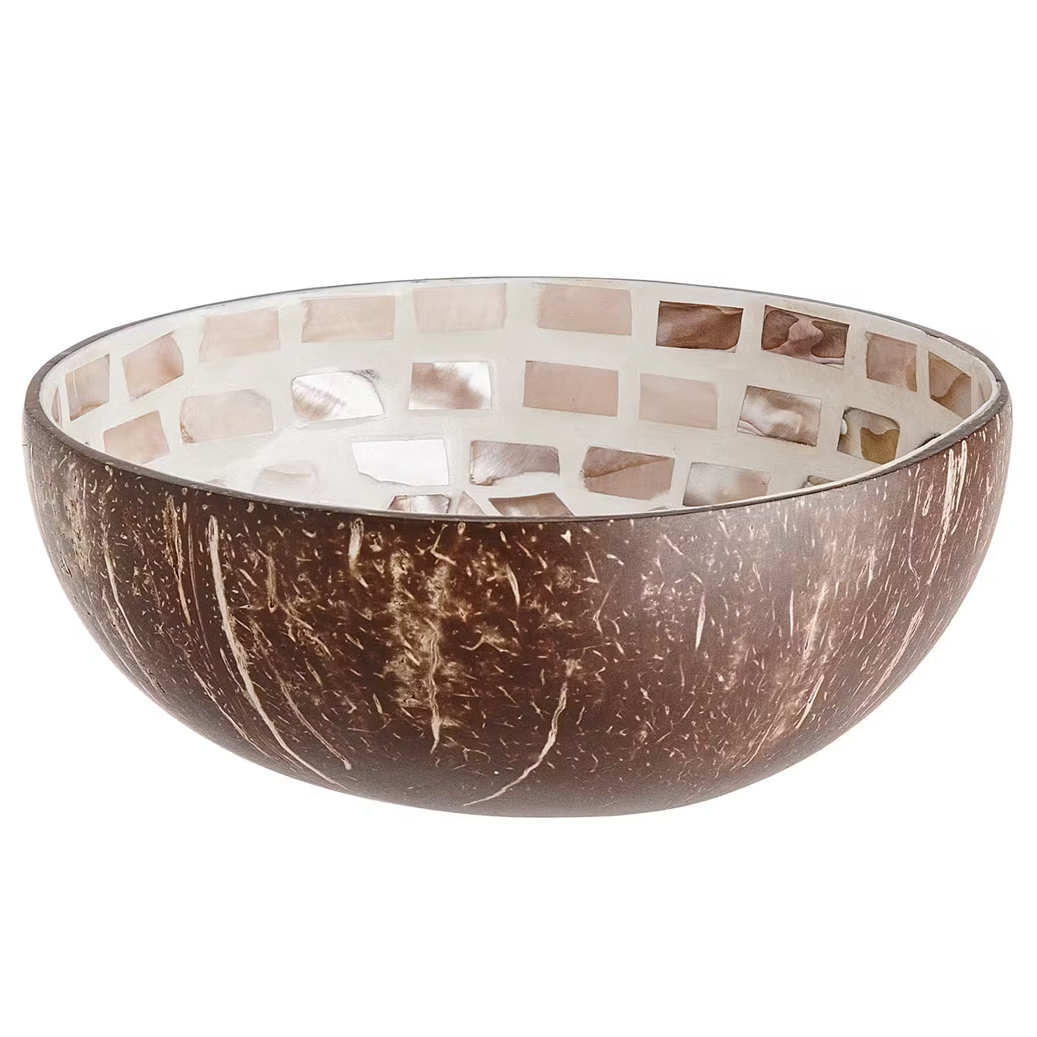 COCONUT Kokosnussschale 6er-Set - Kokos / Perlmutt - Braun / Weiß