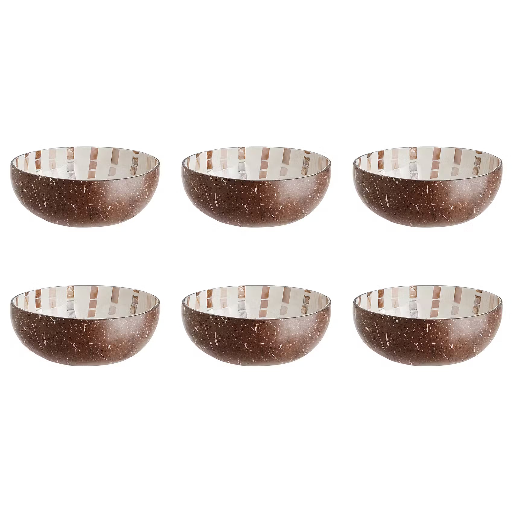 COCONUT Kokosnussschale 6er-Set - Kokos / Perlmutt - Braun / Weiß