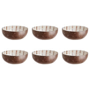 COCONUT Kokosnussschale 6er-Set - Kokos / Perlmutt - Braun / Weiß