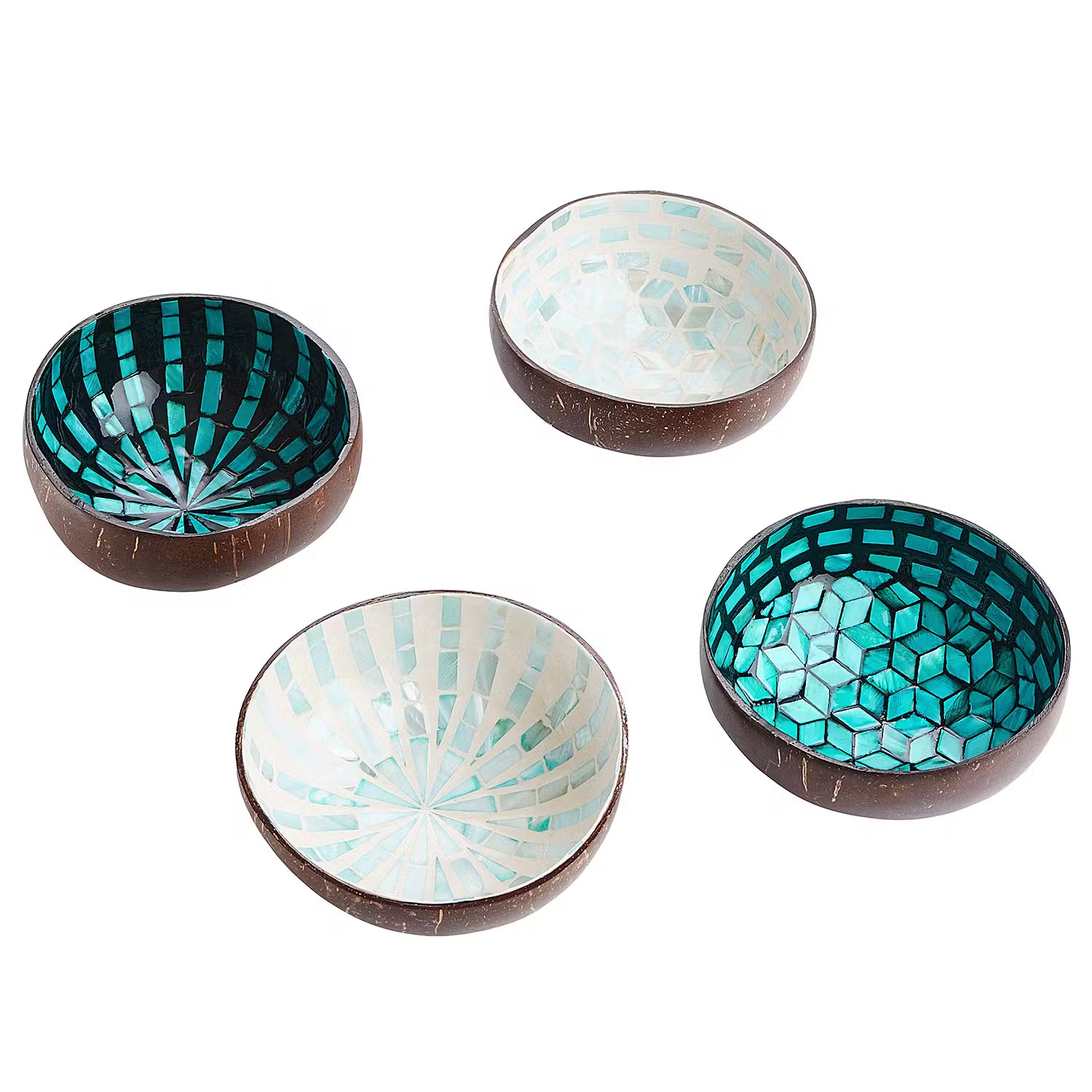 COCONUT Kokosnussschale 6er-Set - Kokusnuss / Perlmutt / Steinpulver