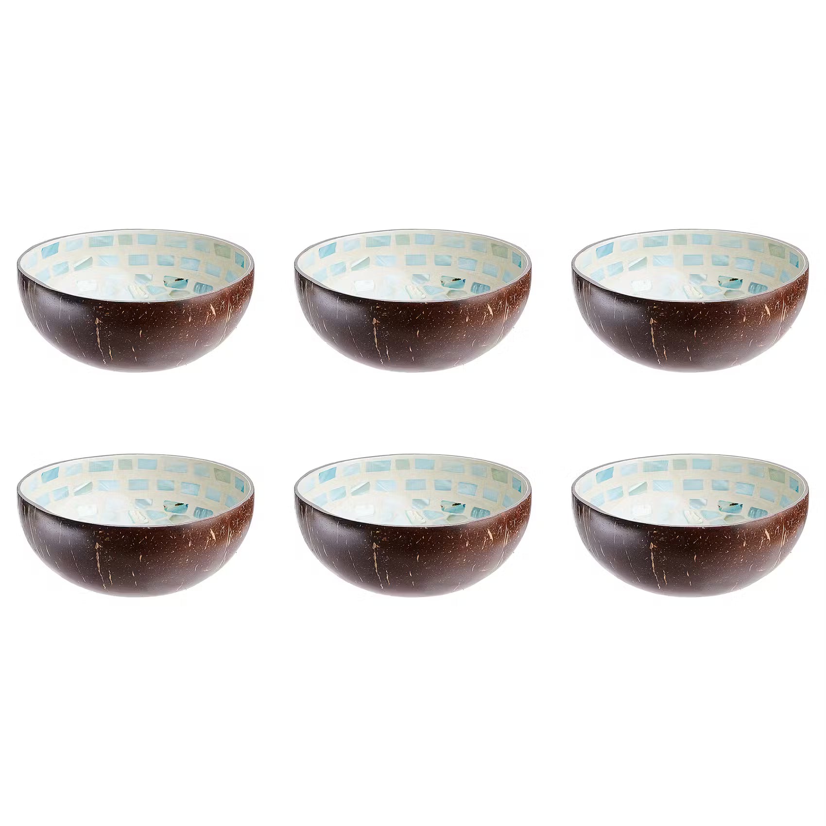COCONUT Kokosnussschale 6er-Set - Kokusnuss / Perlmutt / Steinpulver
