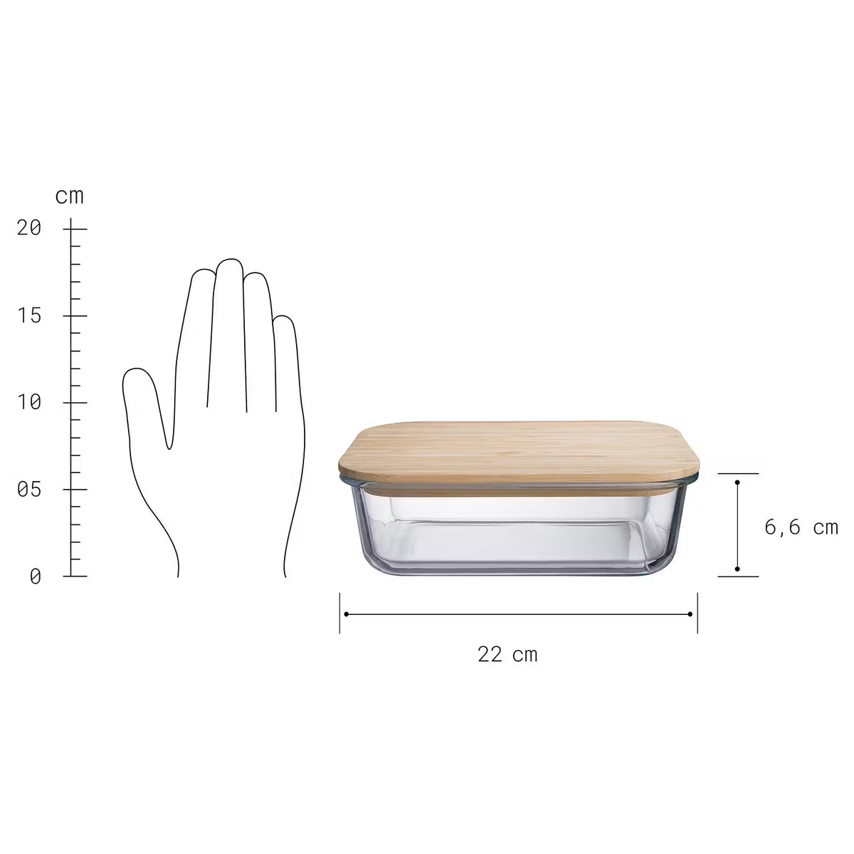 HELLO LUNCH Lunchbox 4er-Set - Borosilikatglas / Bambus - Transparent /  - Fassungsvermögen: 1.5 L