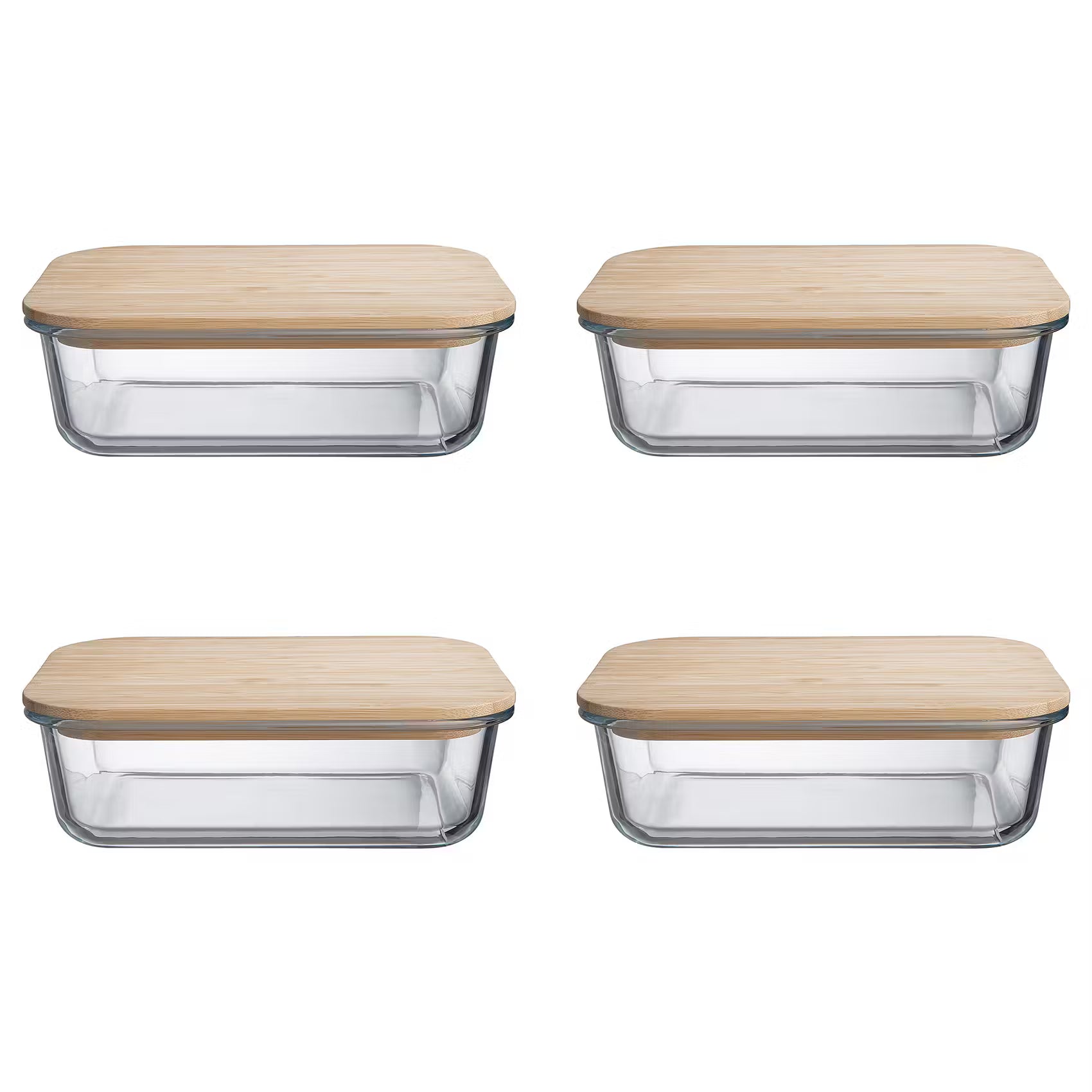 NATURALS Lunchbox 4er-Set - Borosilikatglas / Bambus - Transparent /  - Fassungsvermögen: 1.5 L