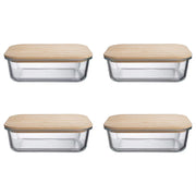 Lunchbox NATURALS 4er-Set - Borosilikatglas / Bambus - Transparent /  - Fassungsvermögen: 1.5 L