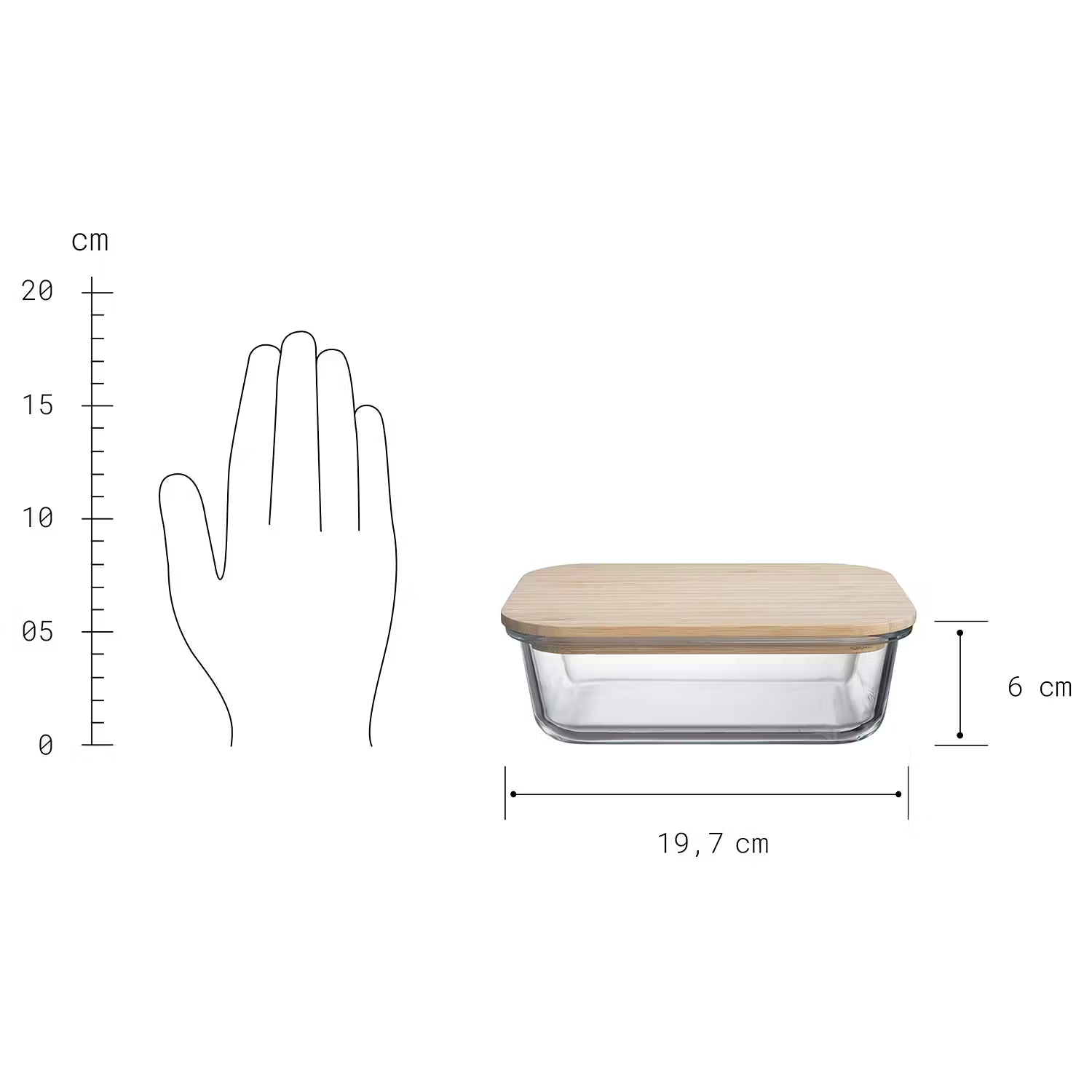 Lunchbox NATURALS 4er-Set - Borosilikatglas / Bambus  - Fassungsvermögen: 1 L